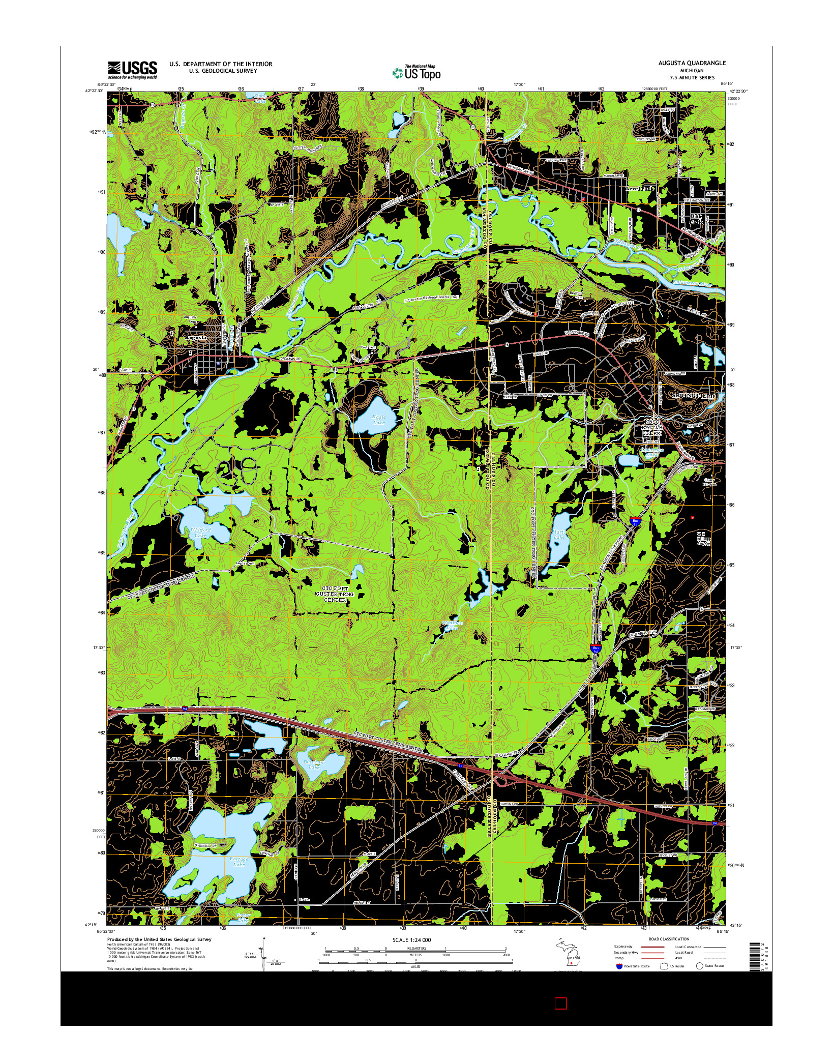 USGS US TOPO 7.5-MINUTE MAP FOR AUGUSTA, MI 2014