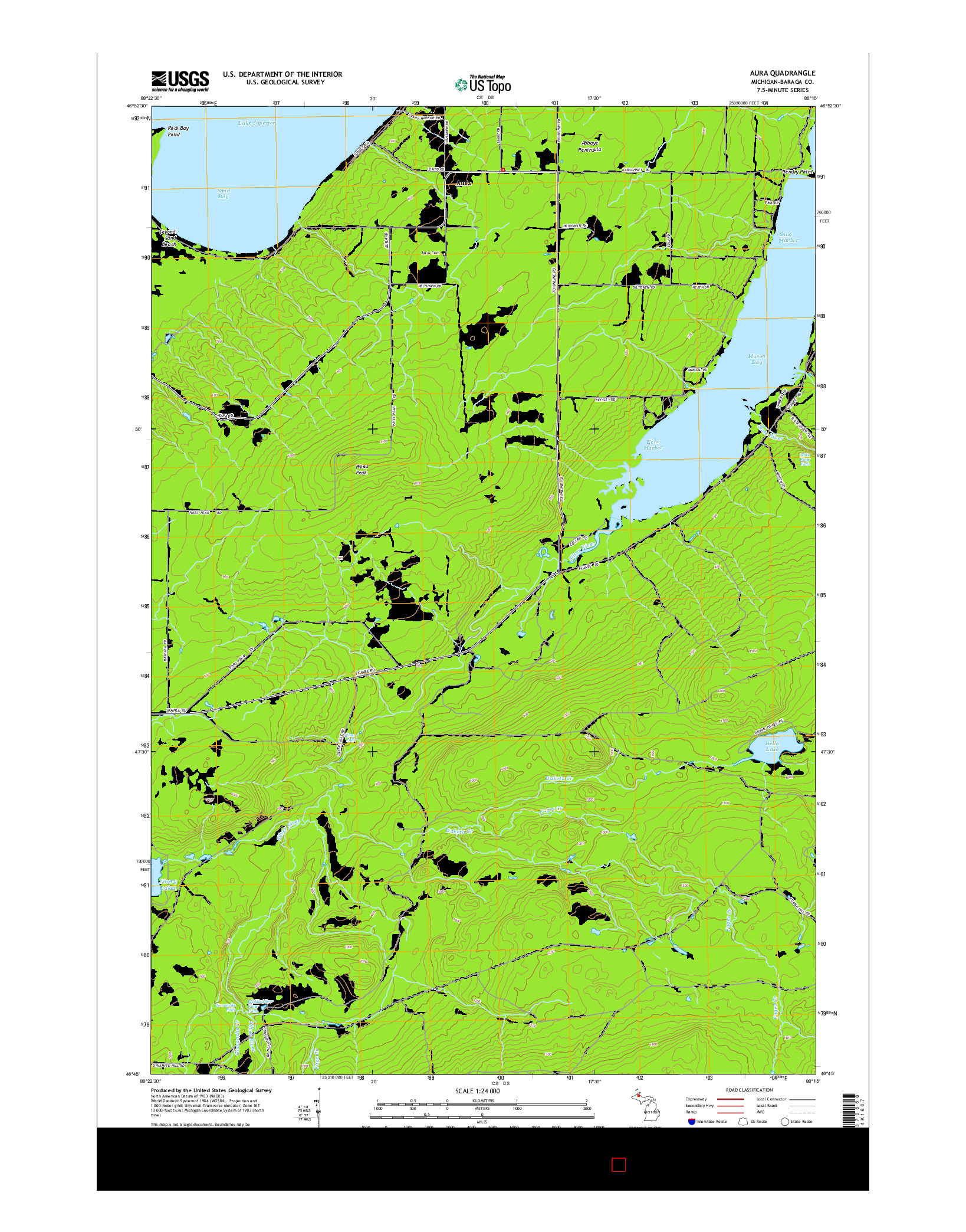 USGS US TOPO 7.5-MINUTE MAP FOR AURA, MI 2014