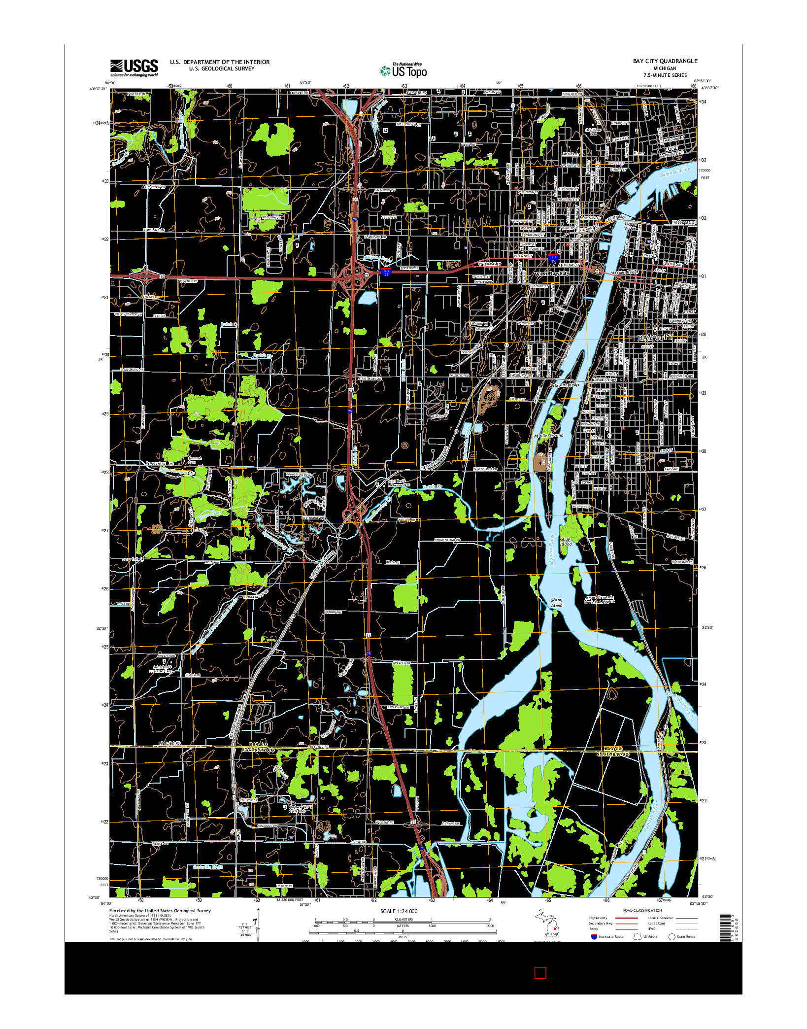 USGS US TOPO 7.5-MINUTE MAP FOR BAY CITY, MI 2014