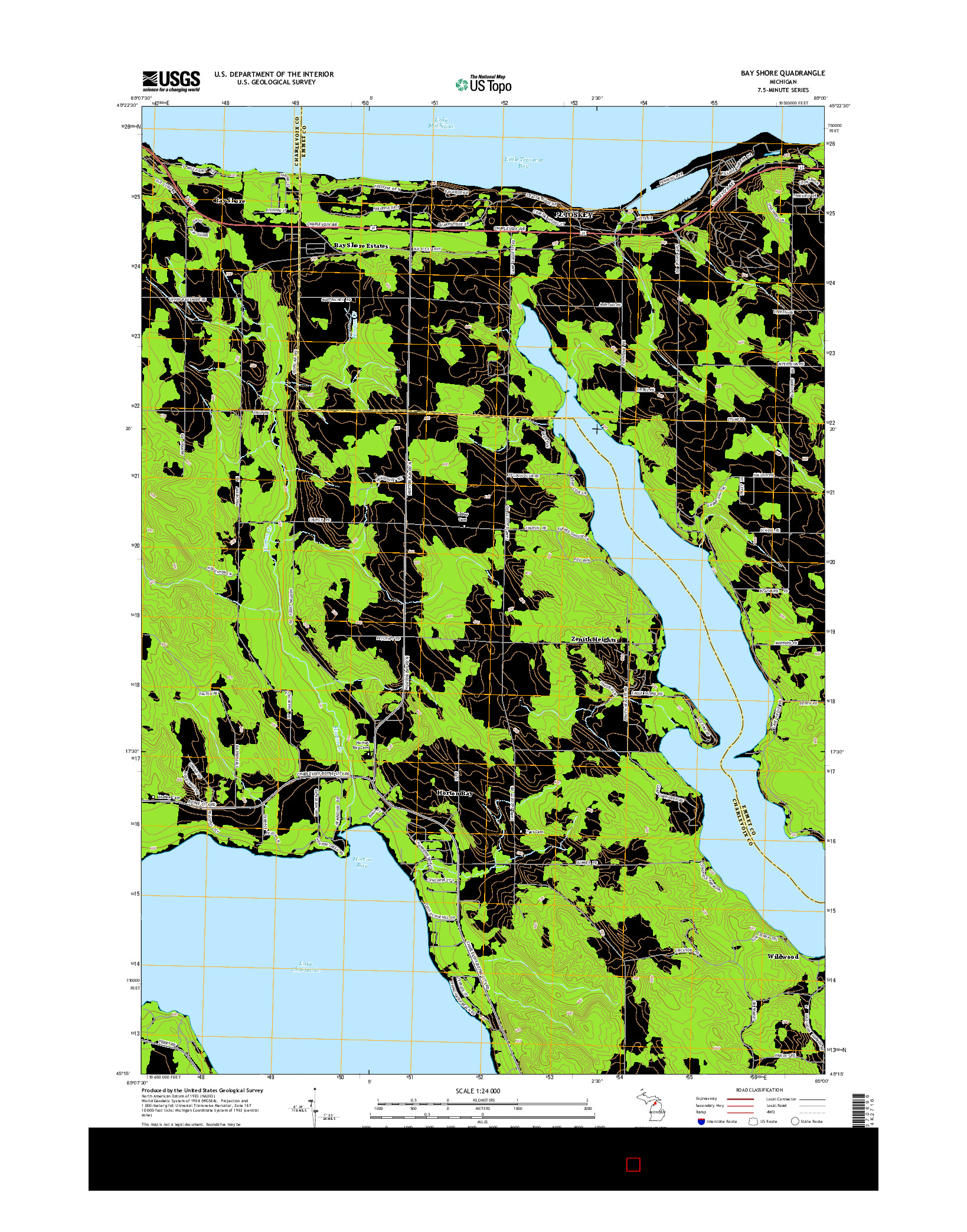 USGS US TOPO 7.5-MINUTE MAP FOR BAY SHORE, MI 2014