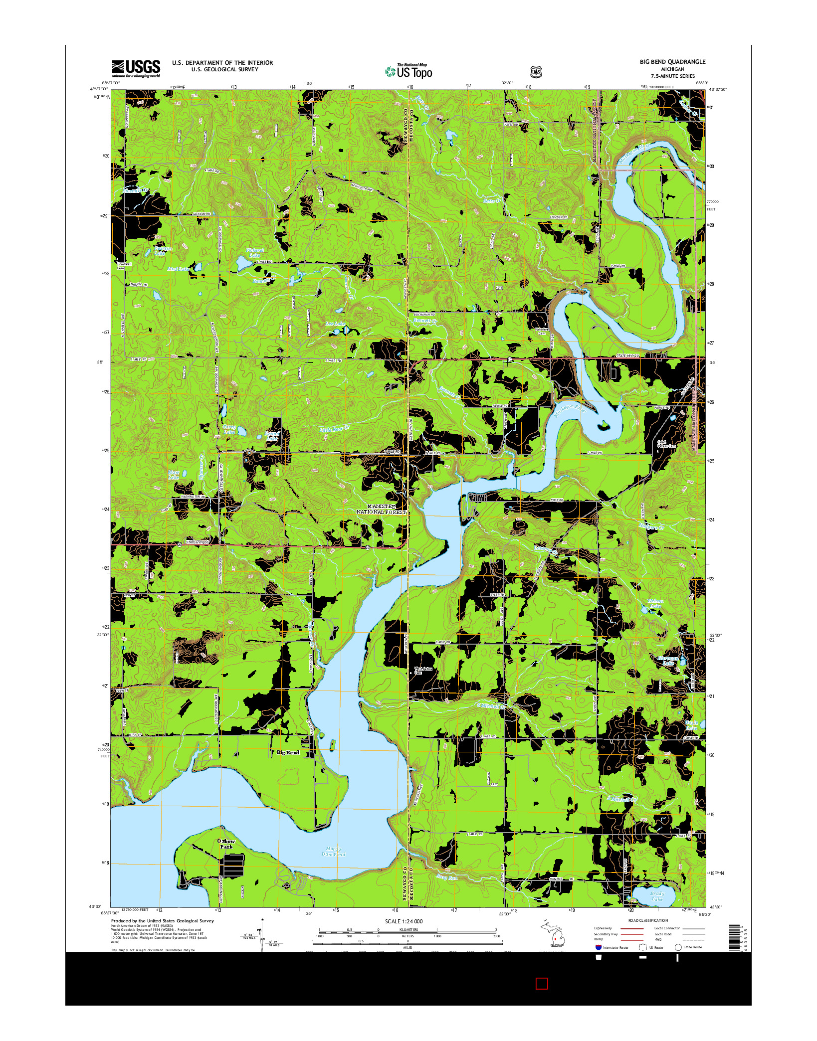 USGS US TOPO 7.5-MINUTE MAP FOR BIG BEND, MI 2014