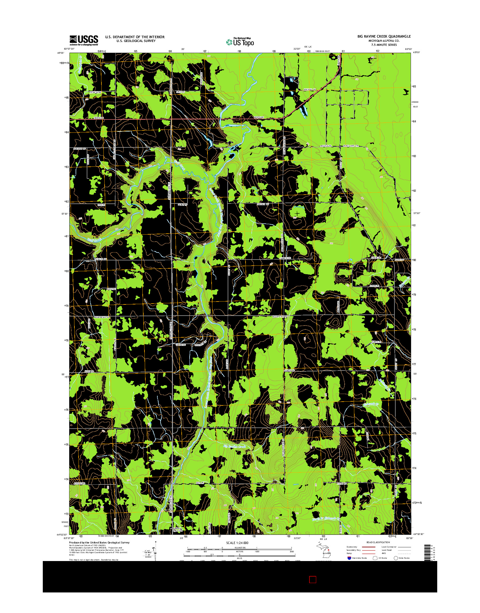 USGS US TOPO 7.5-MINUTE MAP FOR BIG RAVINE CREEK, MI 2014