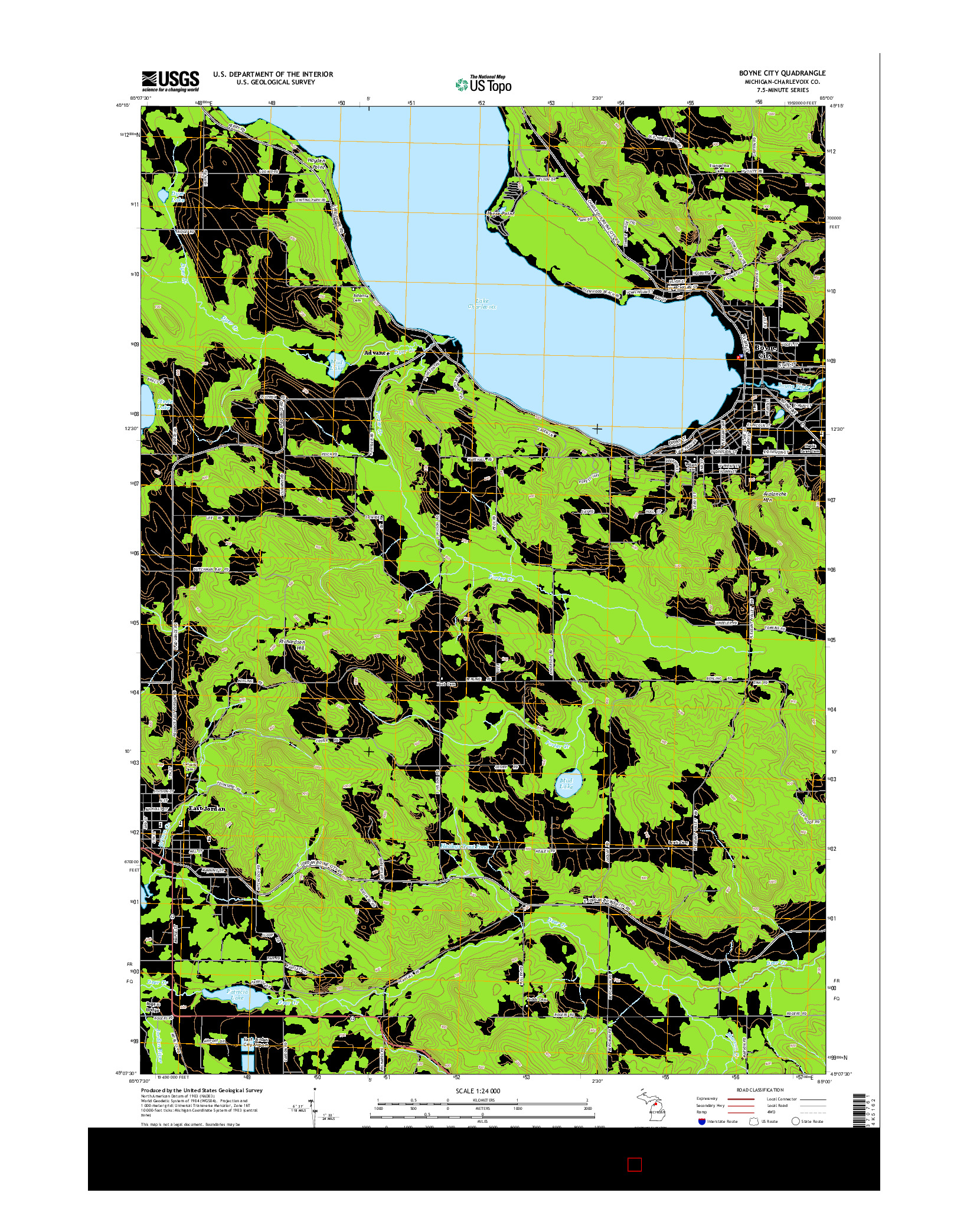 USGS US TOPO 7.5-MINUTE MAP FOR BOYNE CITY, MI 2014