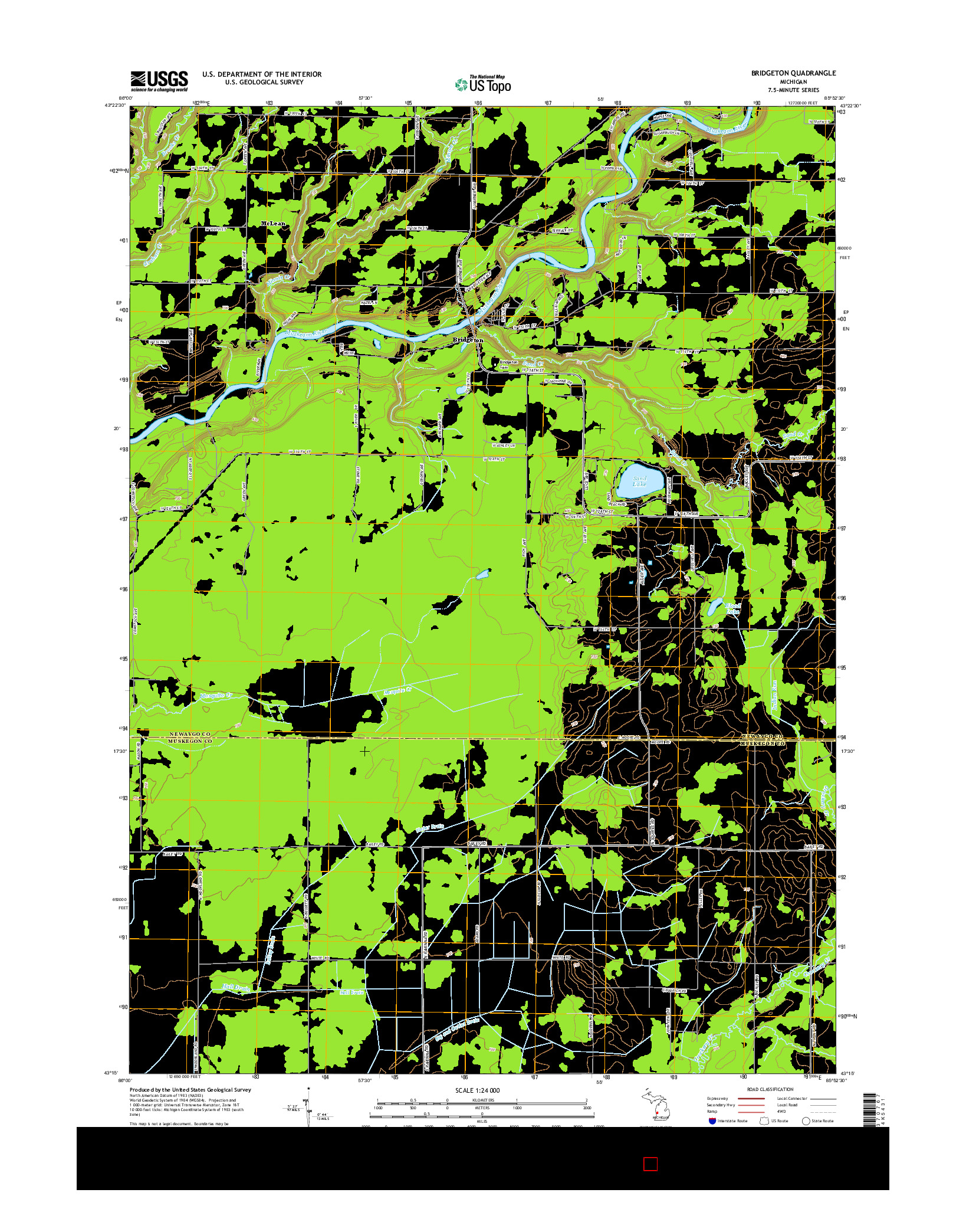 USGS US TOPO 7.5-MINUTE MAP FOR BRIDGETON, MI 2014