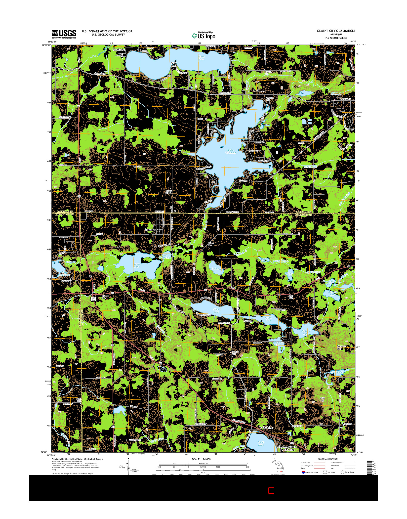 USGS US TOPO 7.5-MINUTE MAP FOR CEMENT CITY, MI 2014