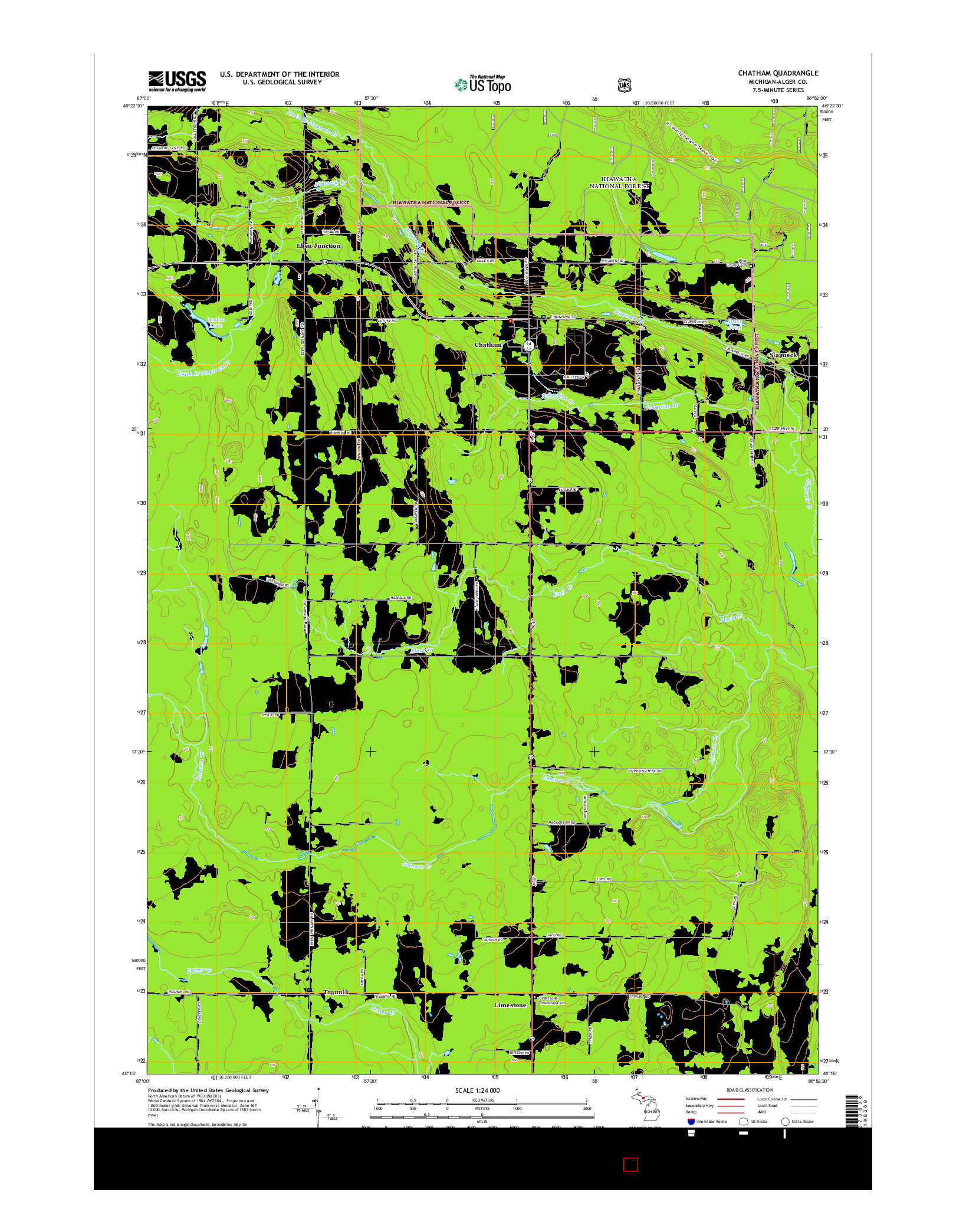 USGS US TOPO 7.5-MINUTE MAP FOR CHATHAM, MI 2014