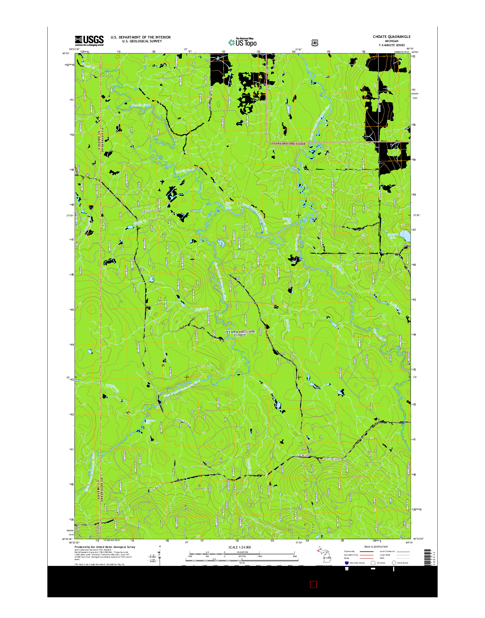 USGS US TOPO 7.5-MINUTE MAP FOR CHOATE, MI 2014