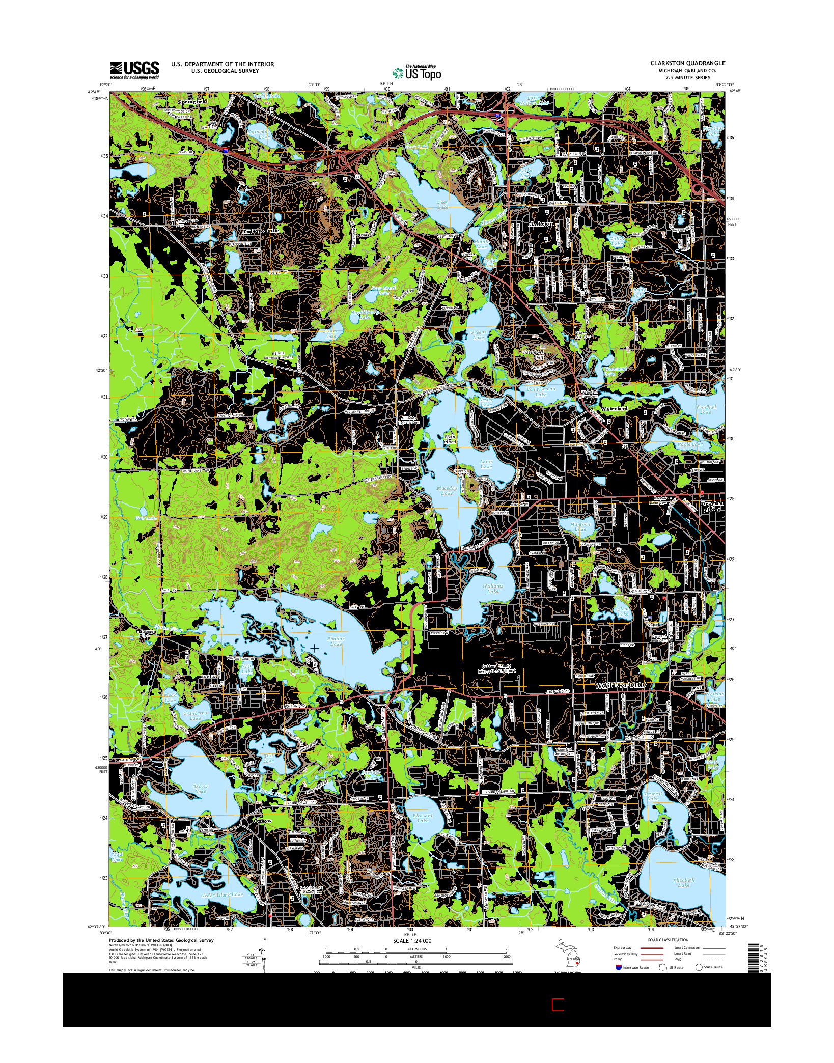 USGS US TOPO 7.5-MINUTE MAP FOR CLARKSTON, MI 2014