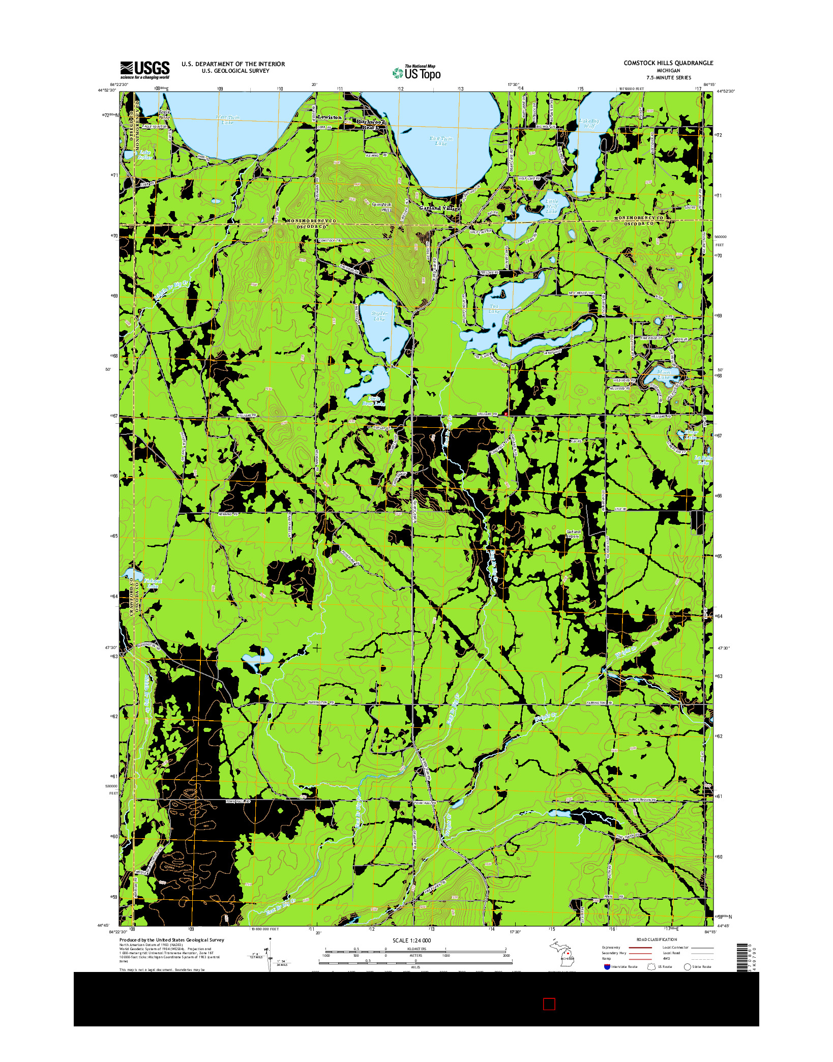 USGS US TOPO 7.5-MINUTE MAP FOR COMSTOCK HILLS, MI 2014