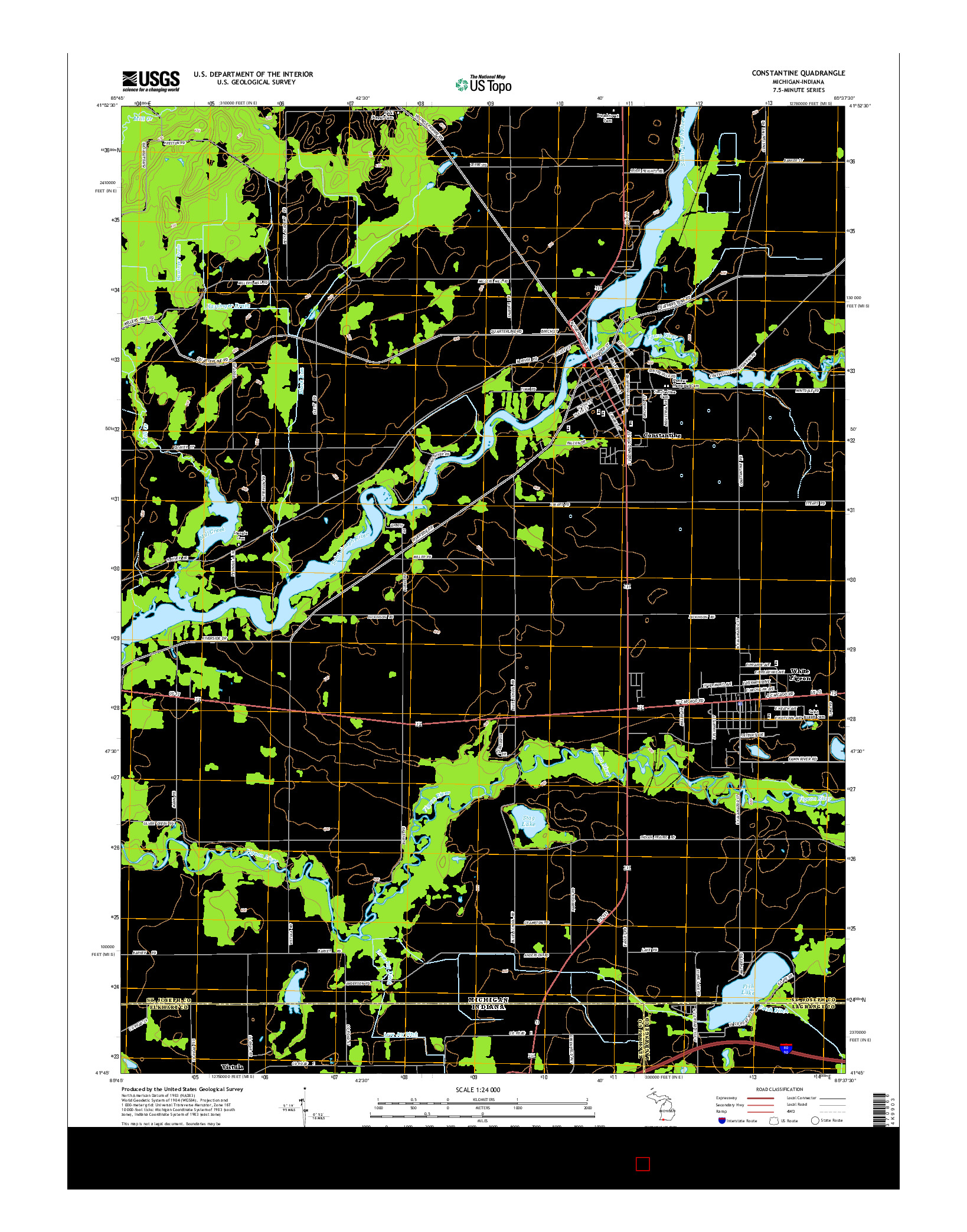 USGS US TOPO 7.5-MINUTE MAP FOR CONSTANTINE, MI-IN 2014
