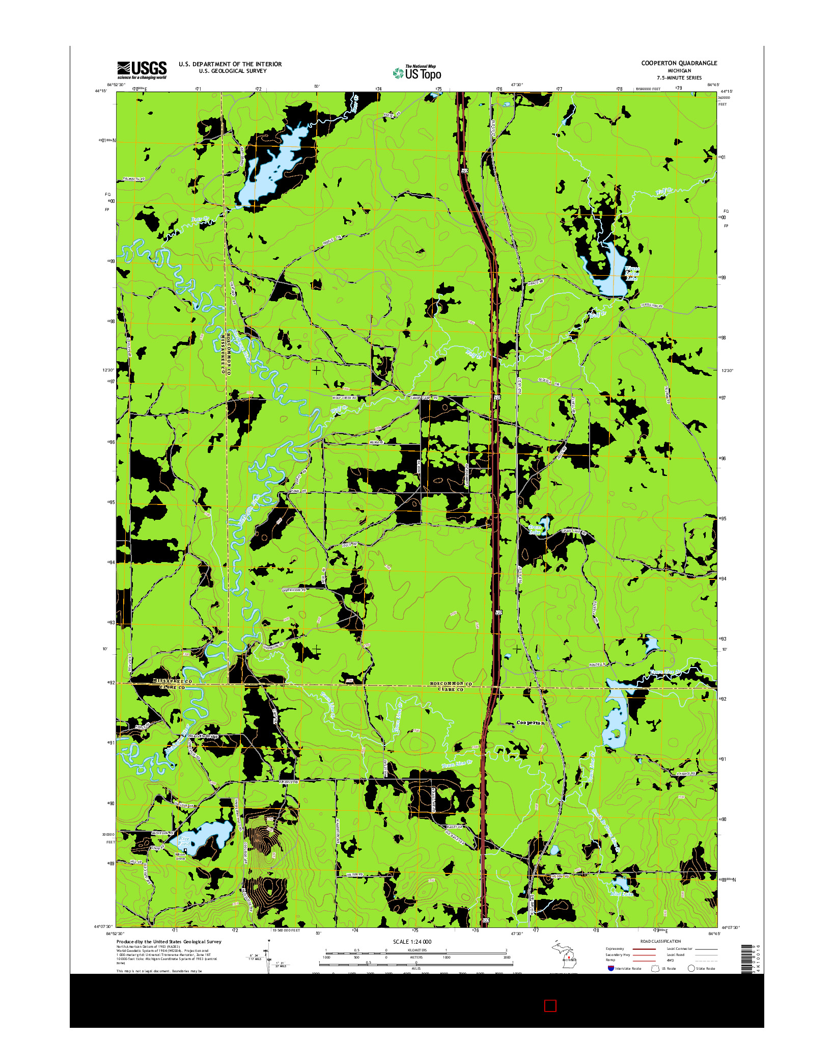 USGS US TOPO 7.5-MINUTE MAP FOR COOPERTON, MI 2014