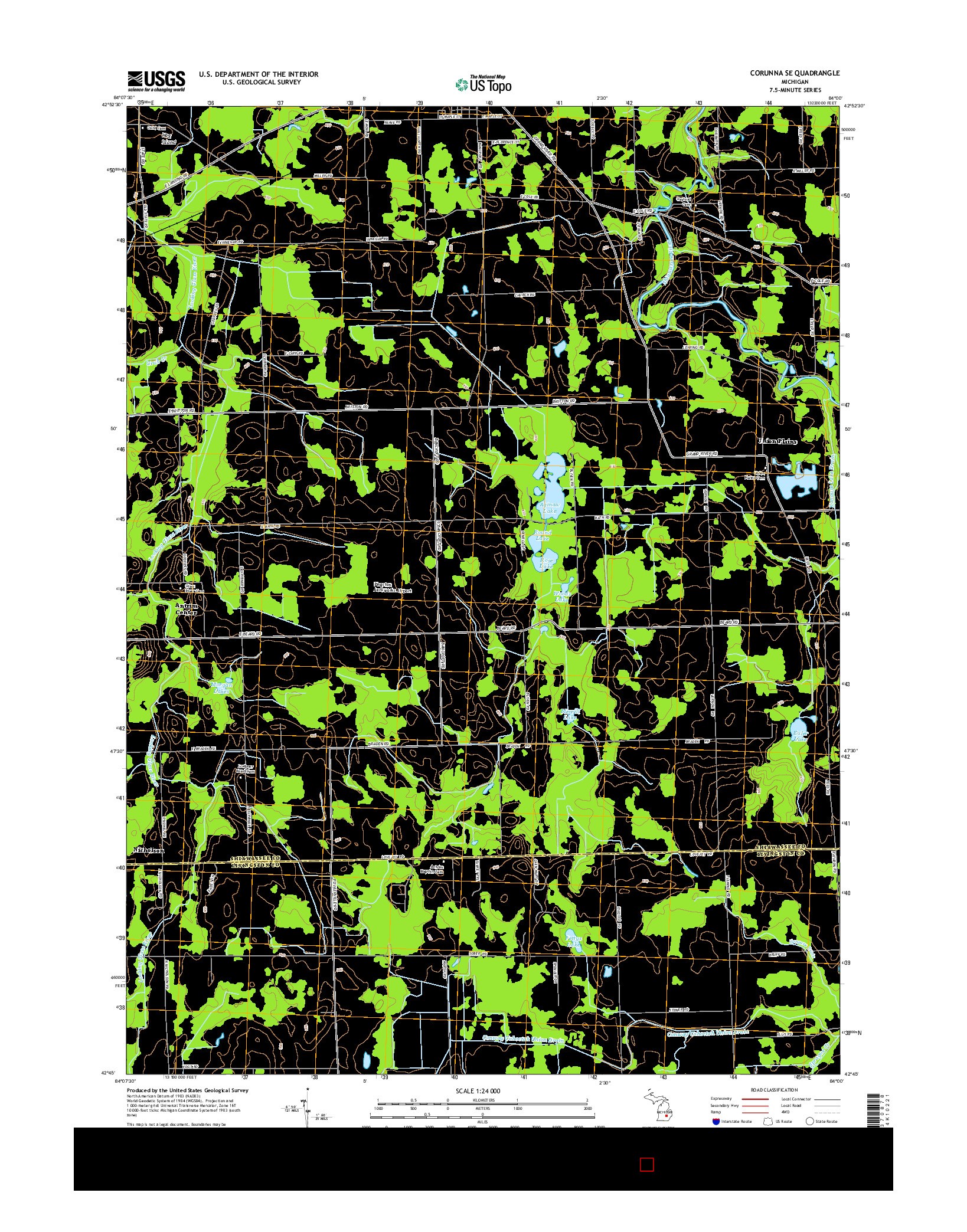 USGS US TOPO 7.5-MINUTE MAP FOR CORUNNA SE, MI 2014