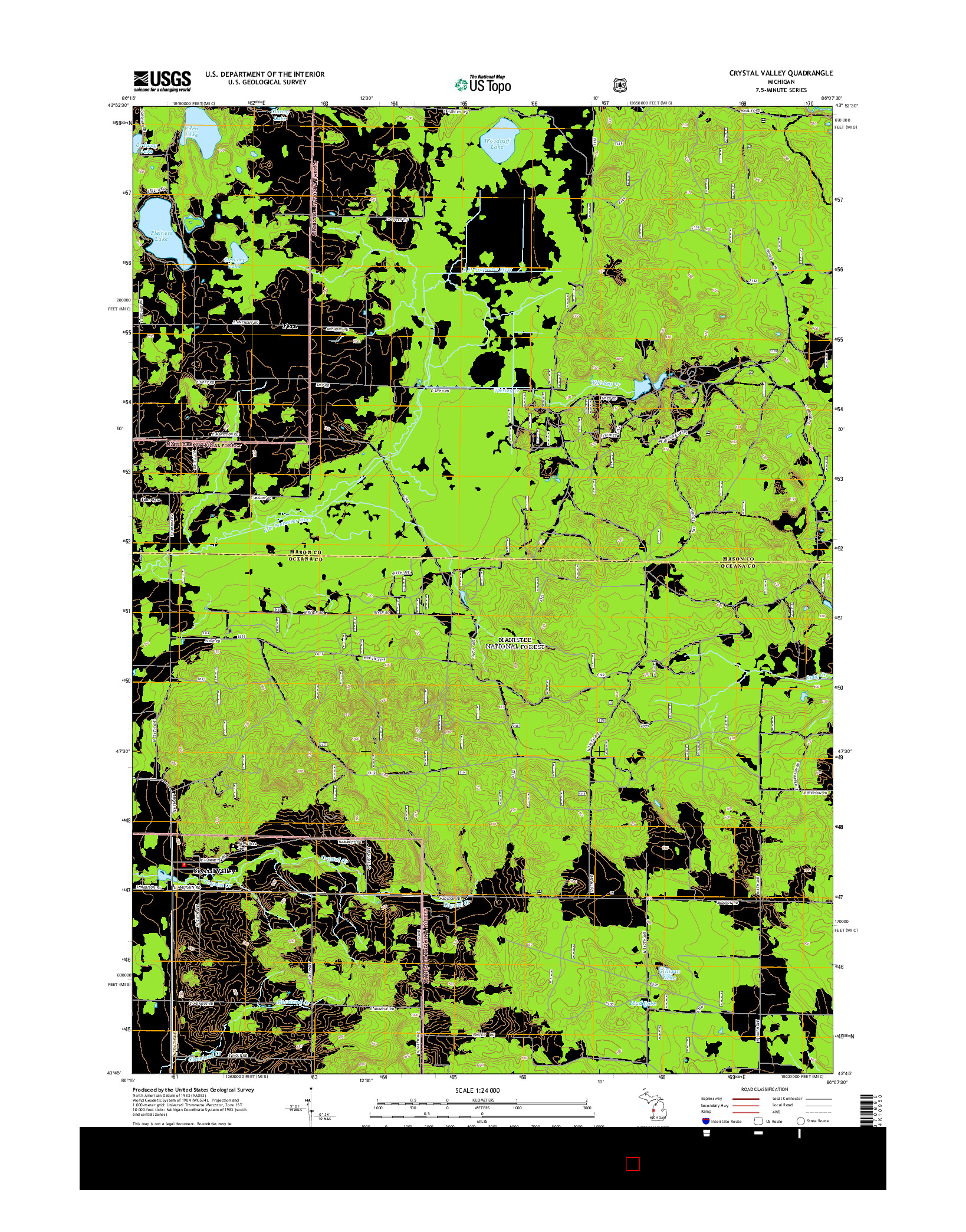 USGS US TOPO 7.5-MINUTE MAP FOR CRYSTAL VALLEY, MI 2014