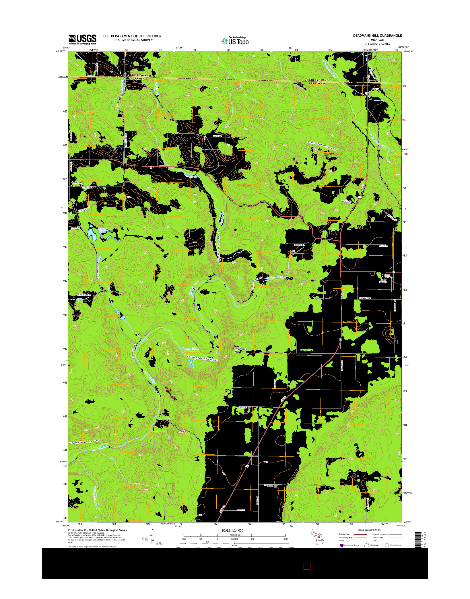 USGS US TOPO 7.5-MINUTE MAP FOR DEADMANS HILL, MI 2014