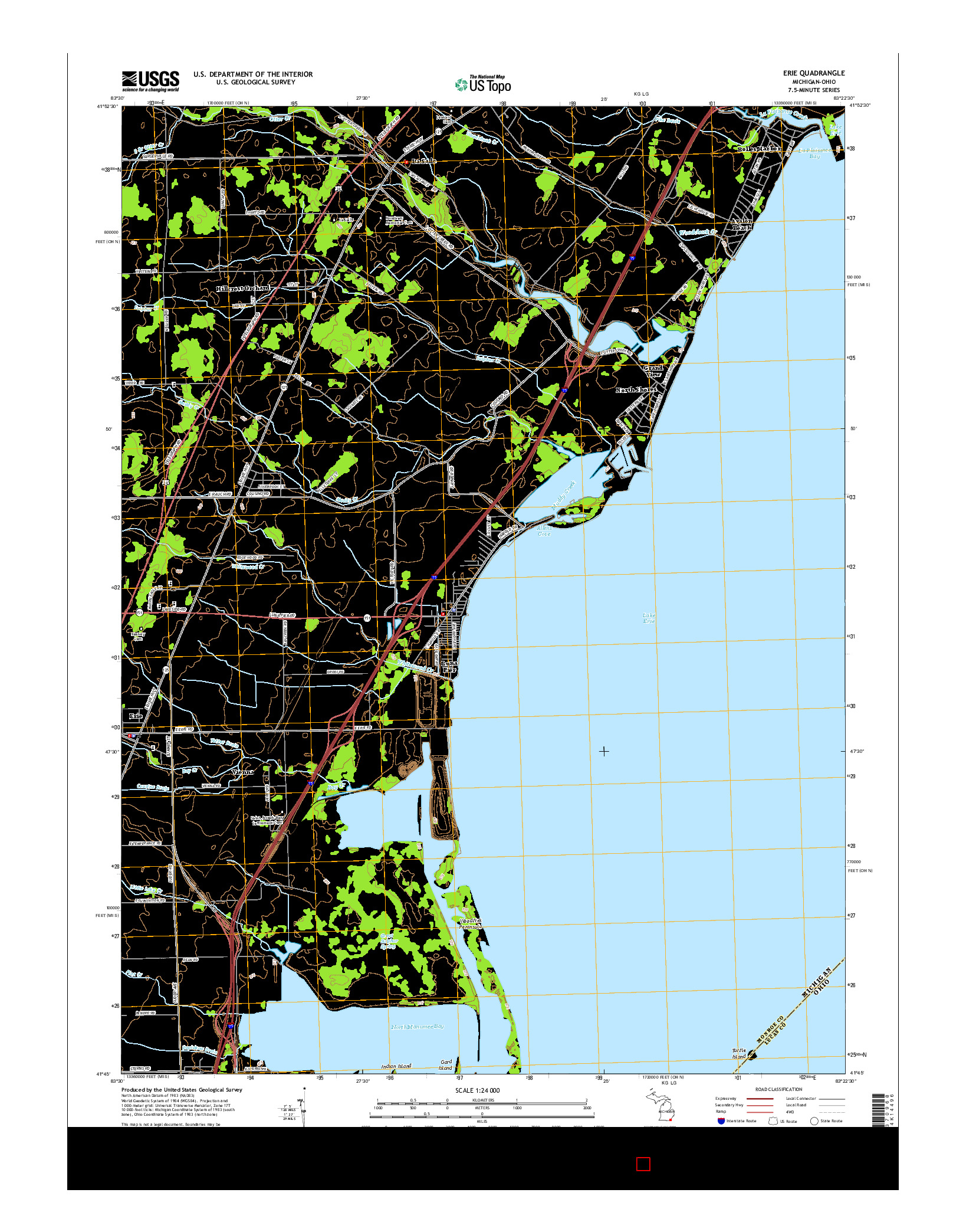 USGS US TOPO 7.5-MINUTE MAP FOR ERIE, MI-OH 2014