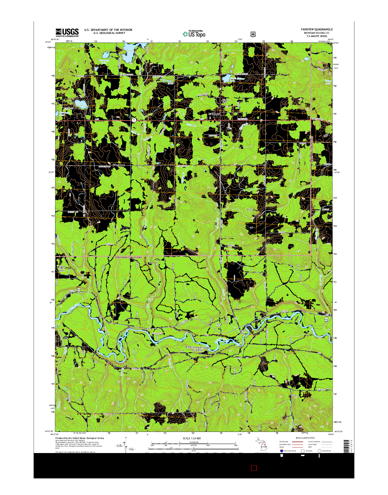 USGS US TOPO 7.5-MINUTE MAP FOR FAIRVIEW, MI 2014