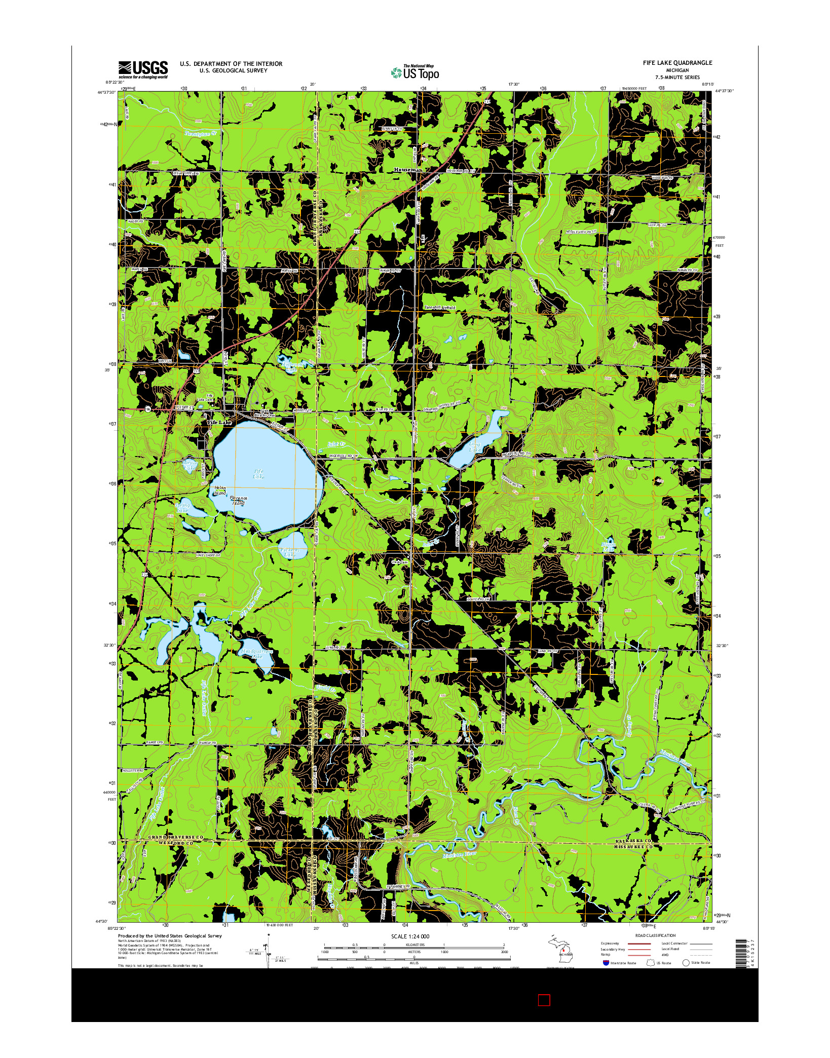 USGS US TOPO 7.5-MINUTE MAP FOR FIFE LAKE, MI 2014