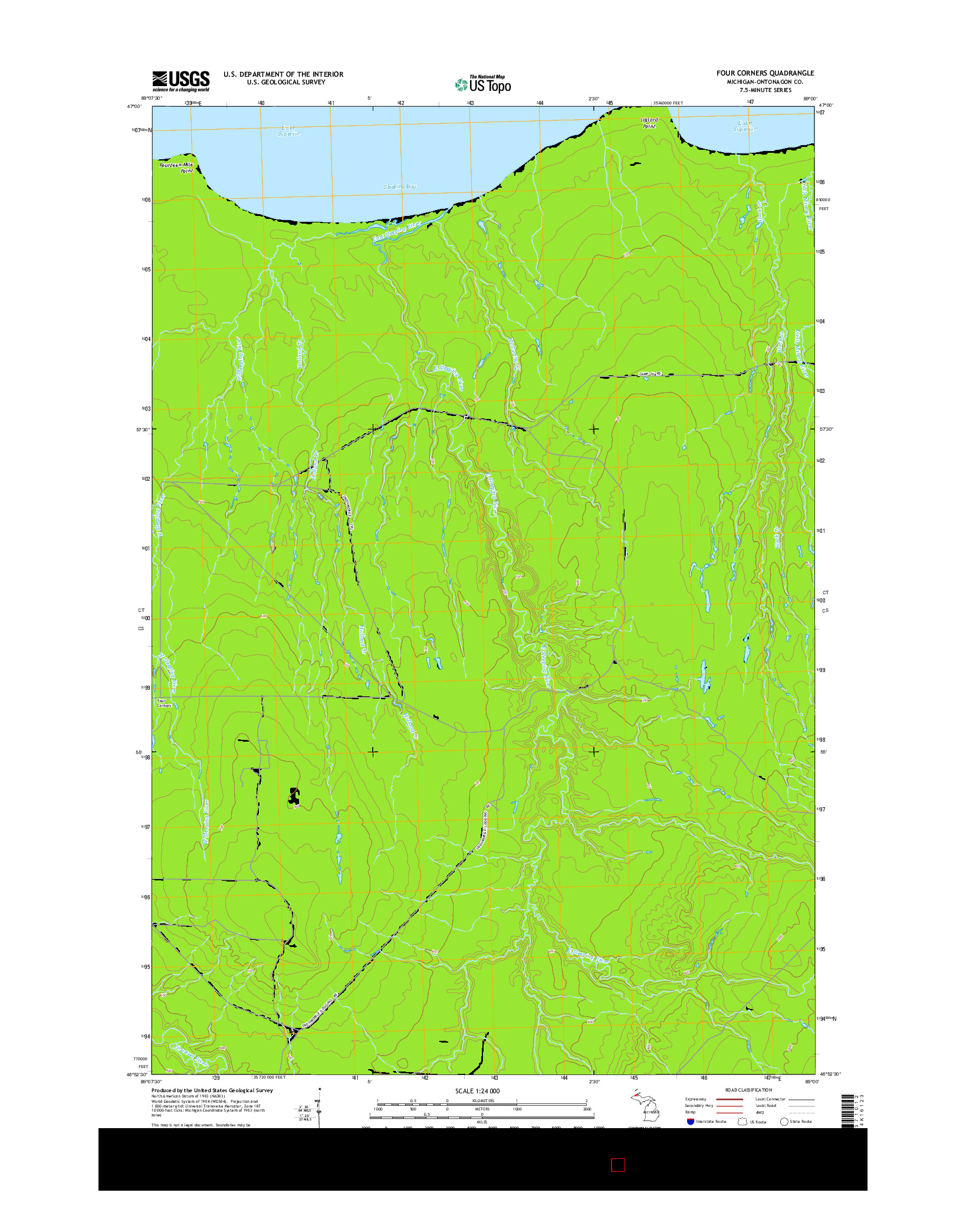 USGS US TOPO 7.5-MINUTE MAP FOR FOUR CORNERS, MI 2014