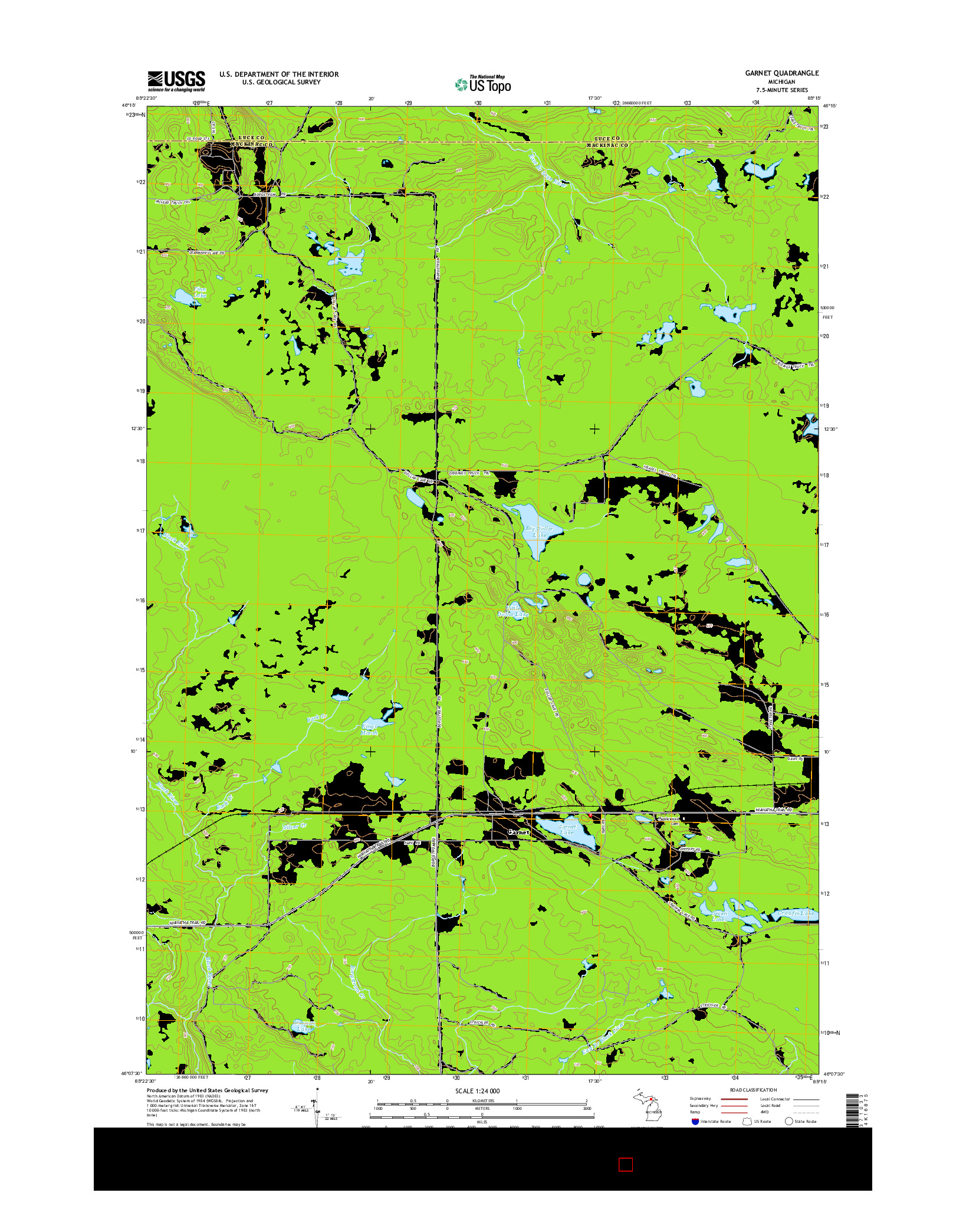 USGS US TOPO 7.5-MINUTE MAP FOR GARNET, MI 2014