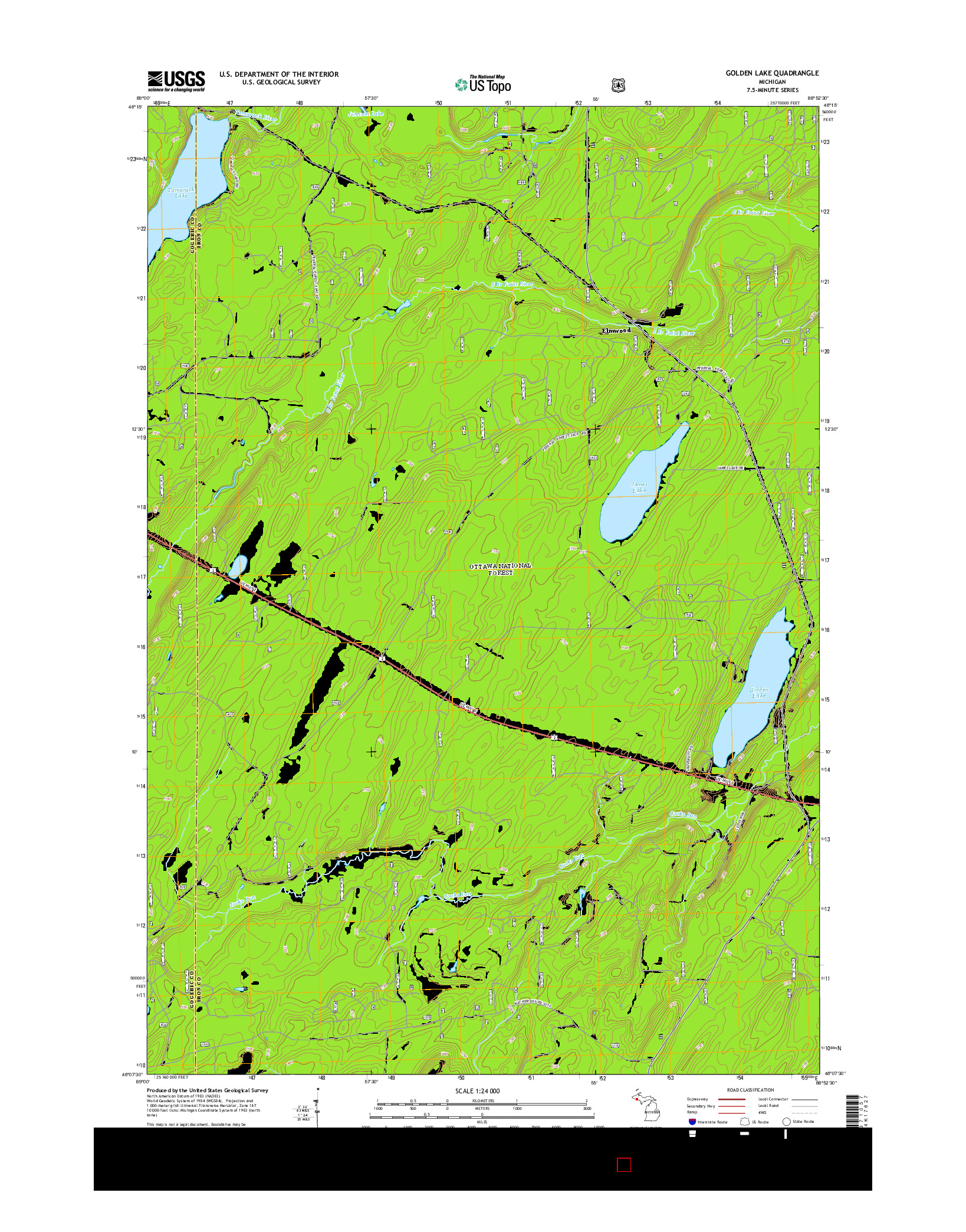USGS US TOPO 7.5-MINUTE MAP FOR GOLDEN LAKE, MI 2014