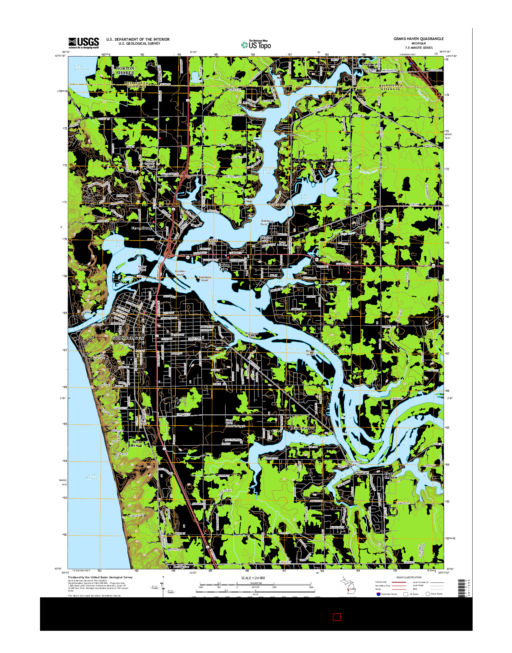 USGS US TOPO 7.5-MINUTE MAP FOR GRAND HAVEN, MI 2014