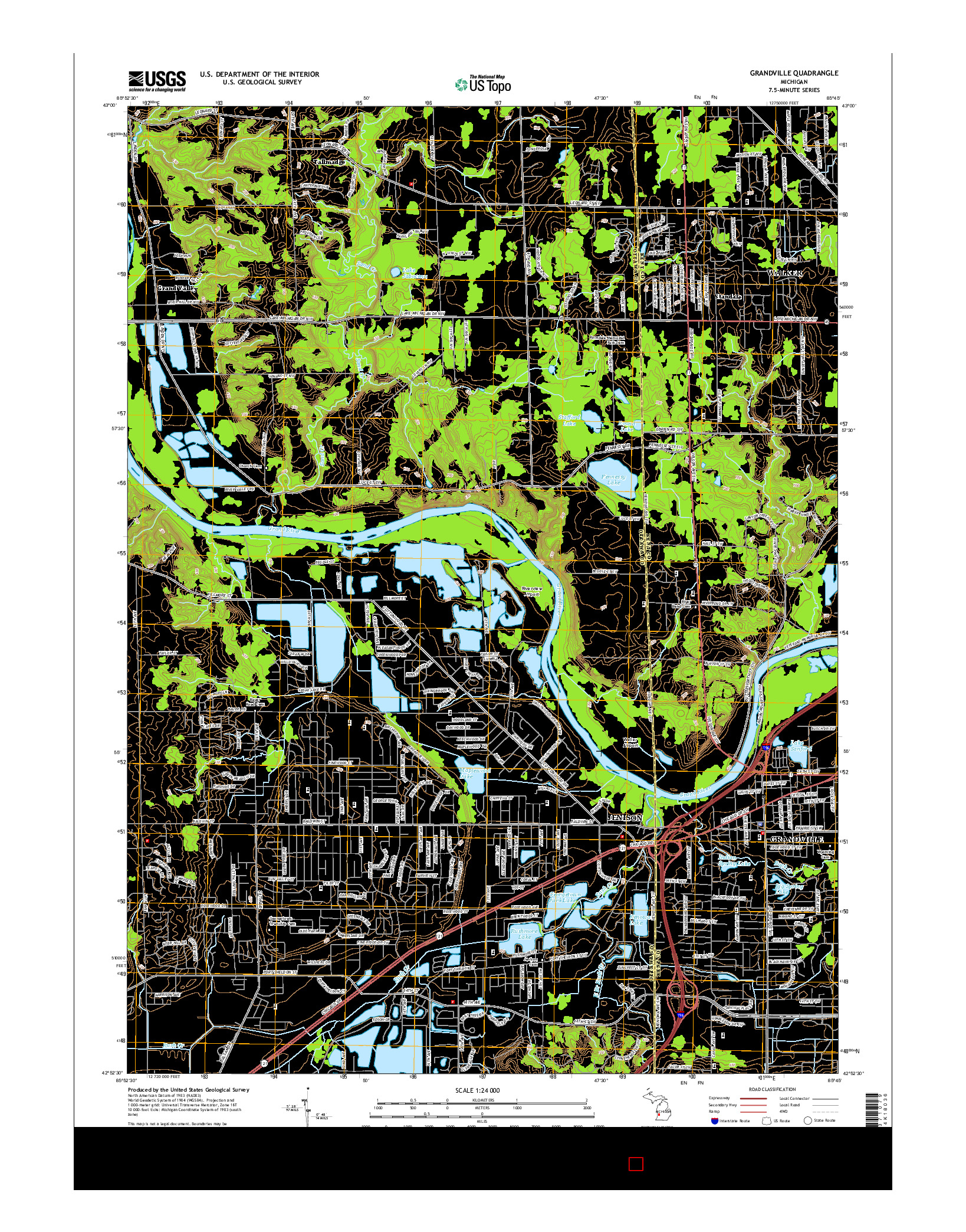 USGS US TOPO 7.5-MINUTE MAP FOR GRANDVILLE, MI 2014