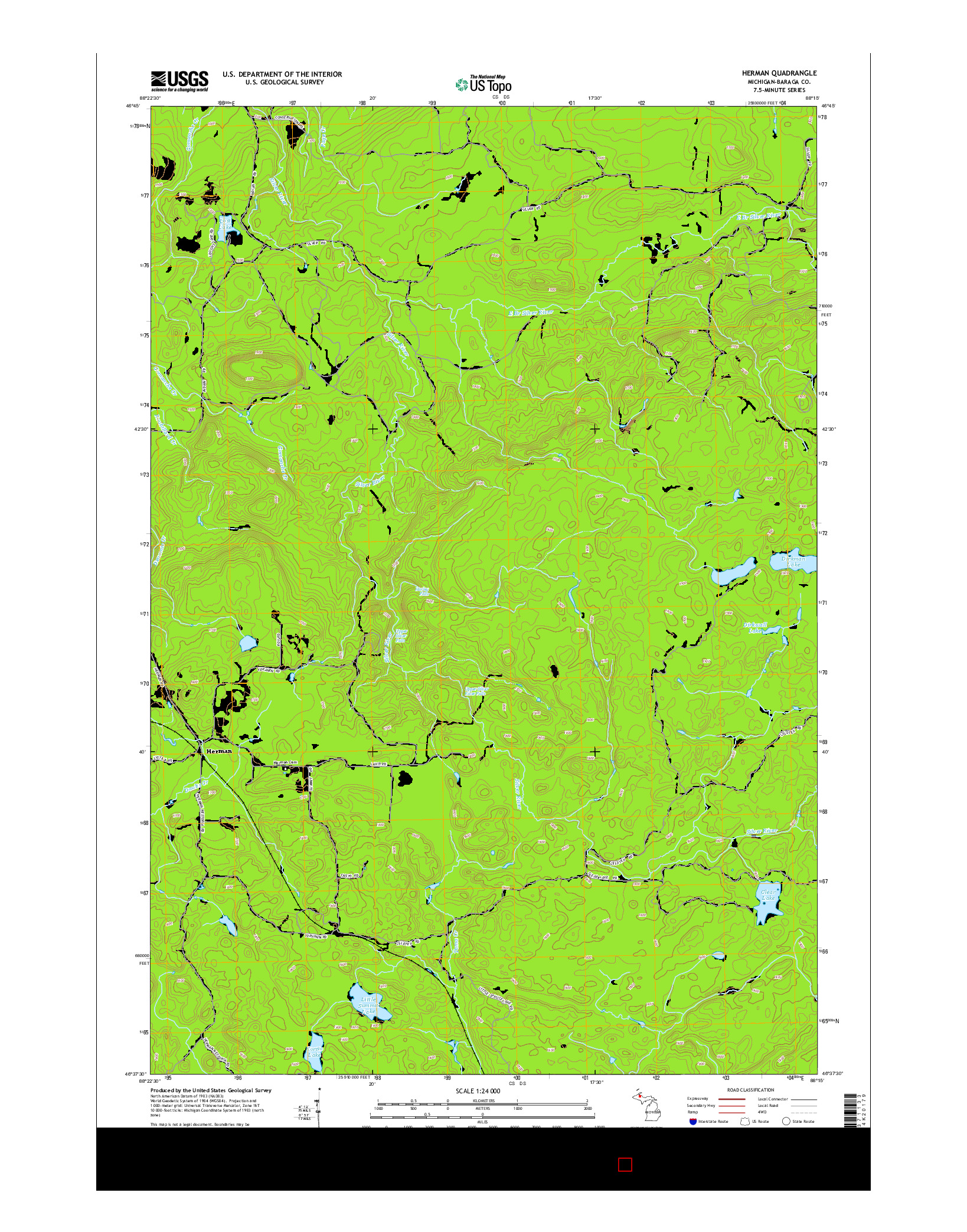 USGS US TOPO 7.5-MINUTE MAP FOR HERMAN, MI 2014