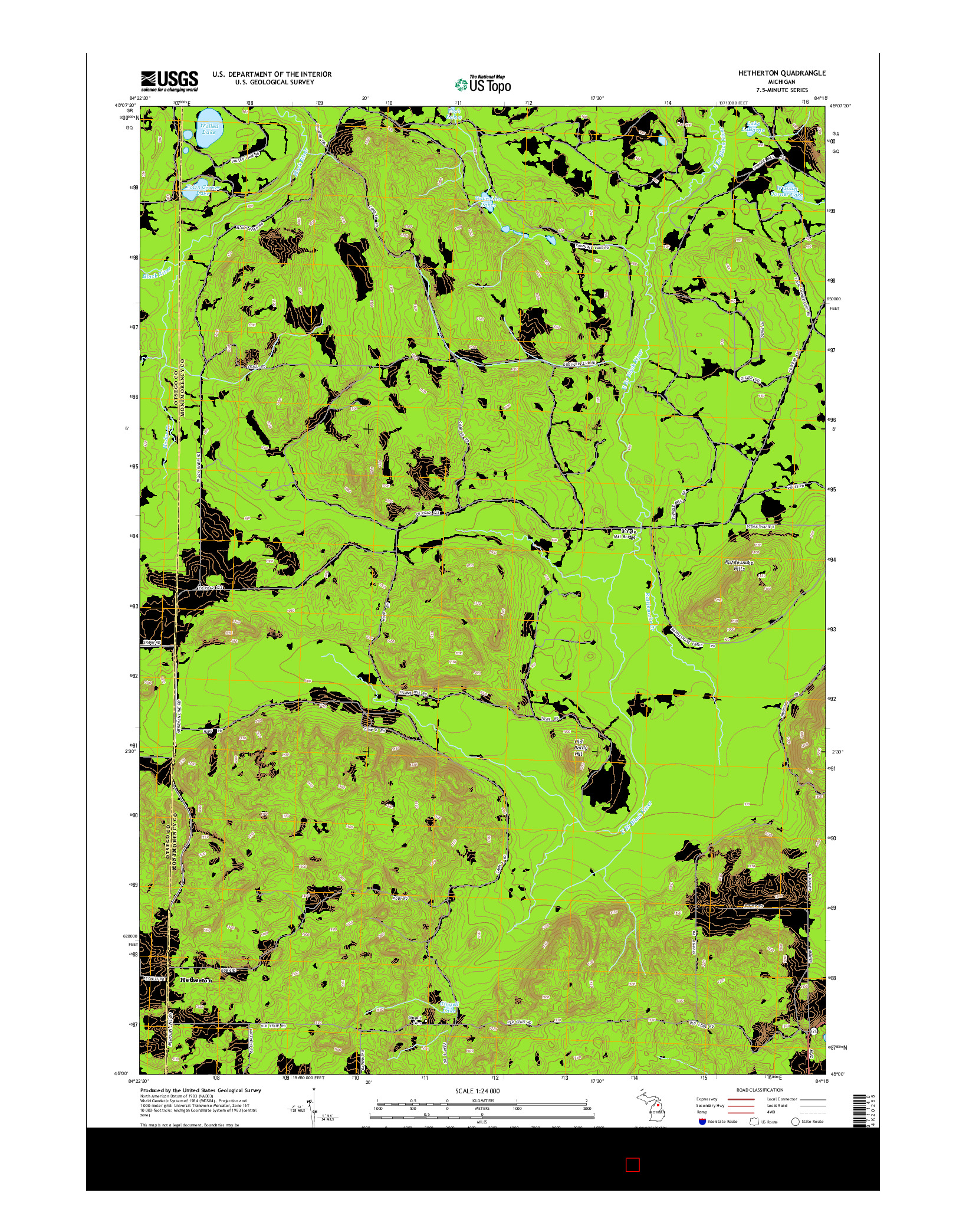 USGS US TOPO 7.5-MINUTE MAP FOR HETHERTON, MI 2014