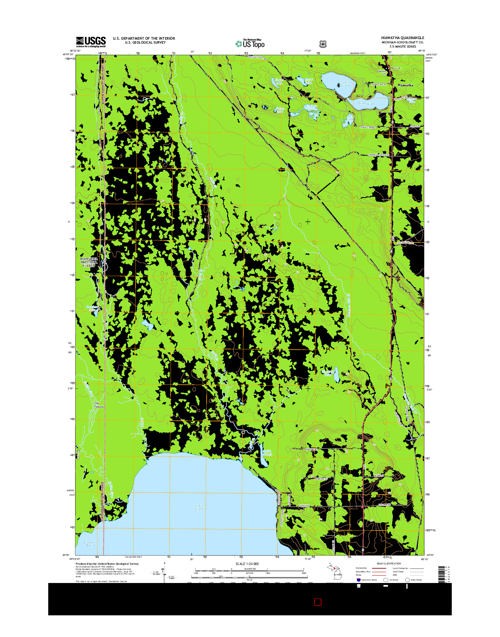USGS US TOPO 7.5-MINUTE MAP FOR HIAWATHA, MI 2014
