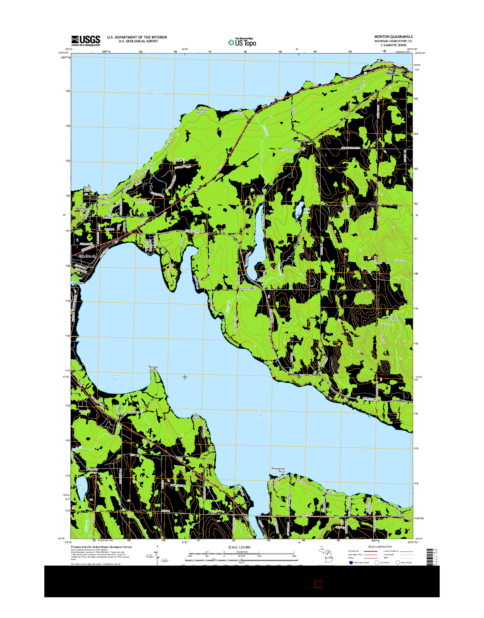 USGS US TOPO 7.5-MINUTE MAP FOR IRONTON, MI 2014