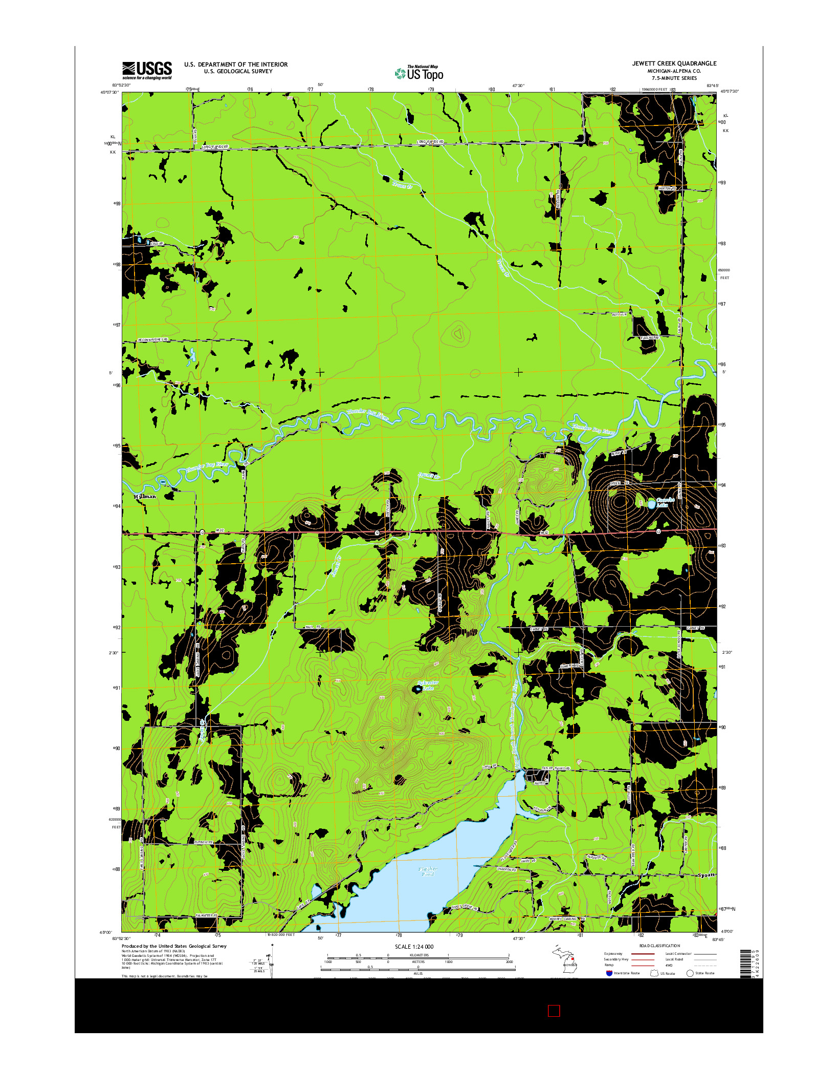 USGS US TOPO 7.5-MINUTE MAP FOR JEWETT CREEK, MI 2014