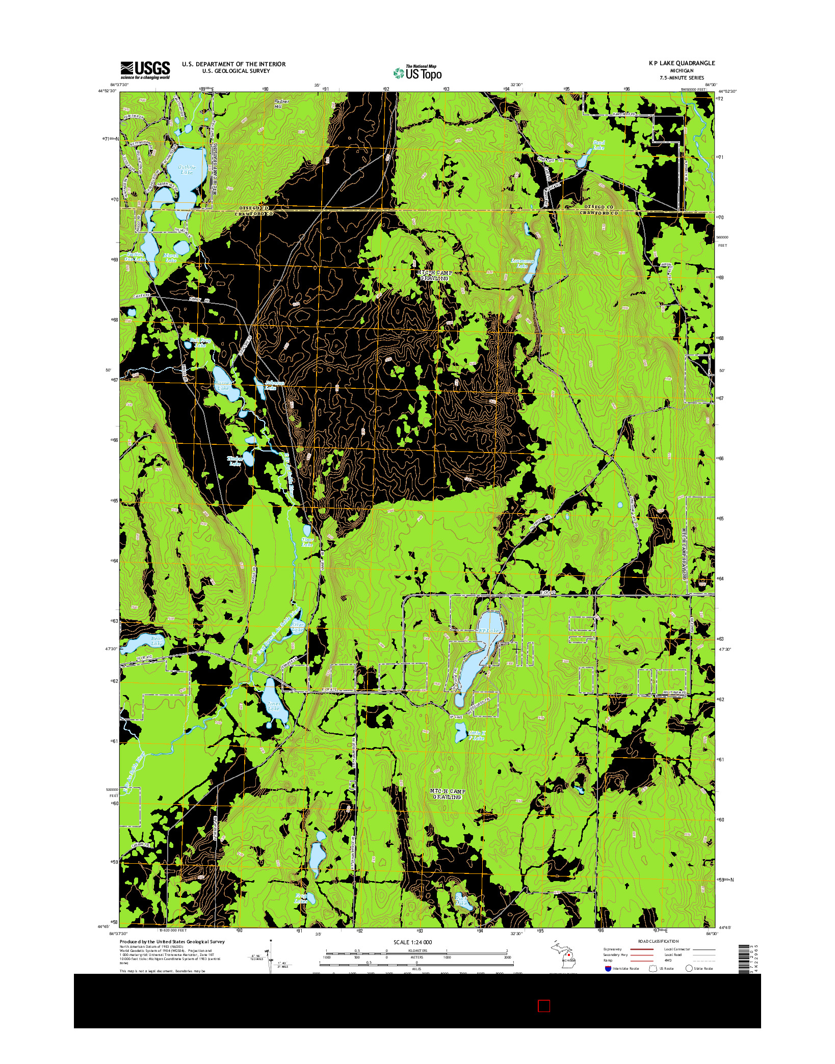 USGS US TOPO 7.5-MINUTE MAP FOR K P LAKE, MI 2014