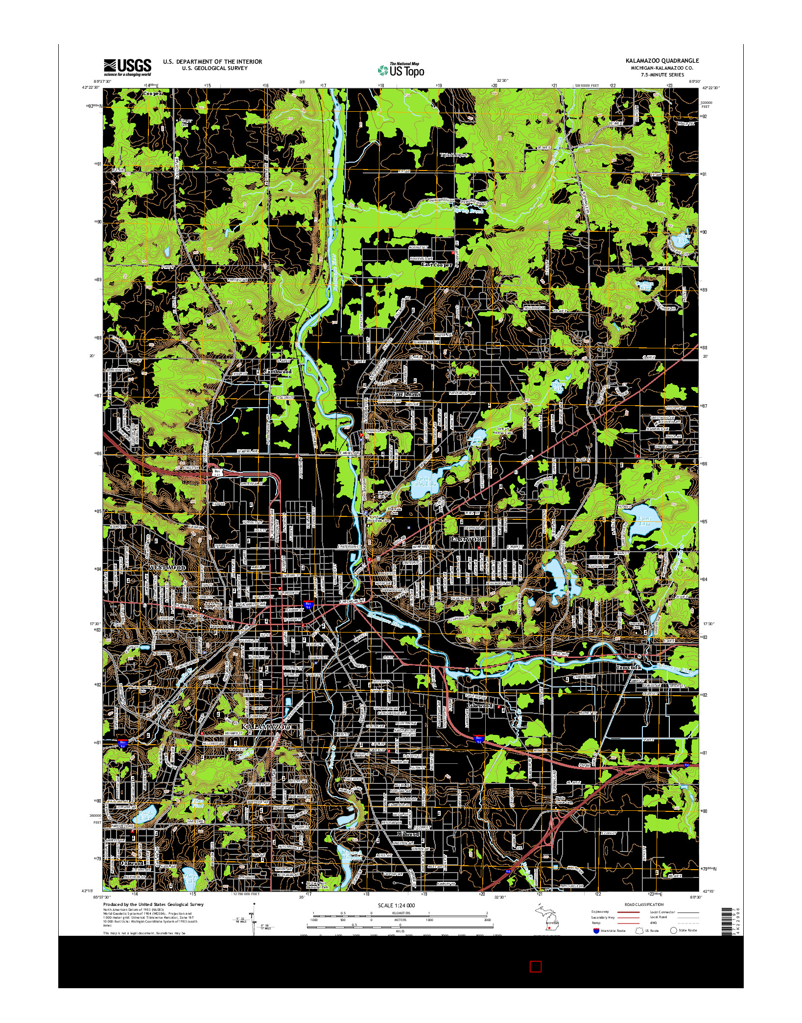 USGS US TOPO 7.5-MINUTE MAP FOR KALAMAZOO, MI 2014