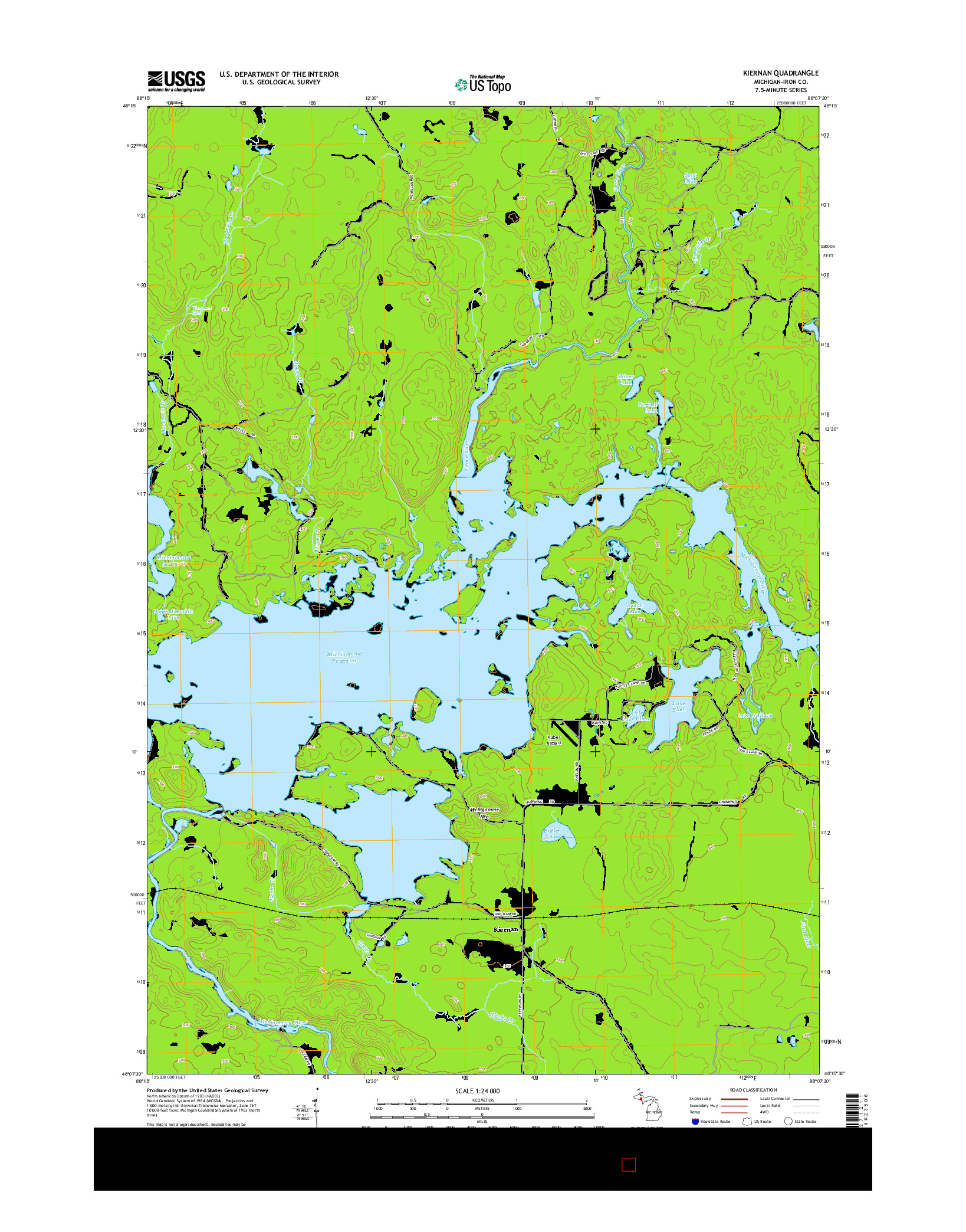 USGS US TOPO 7.5-MINUTE MAP FOR KIERNAN, MI 2014