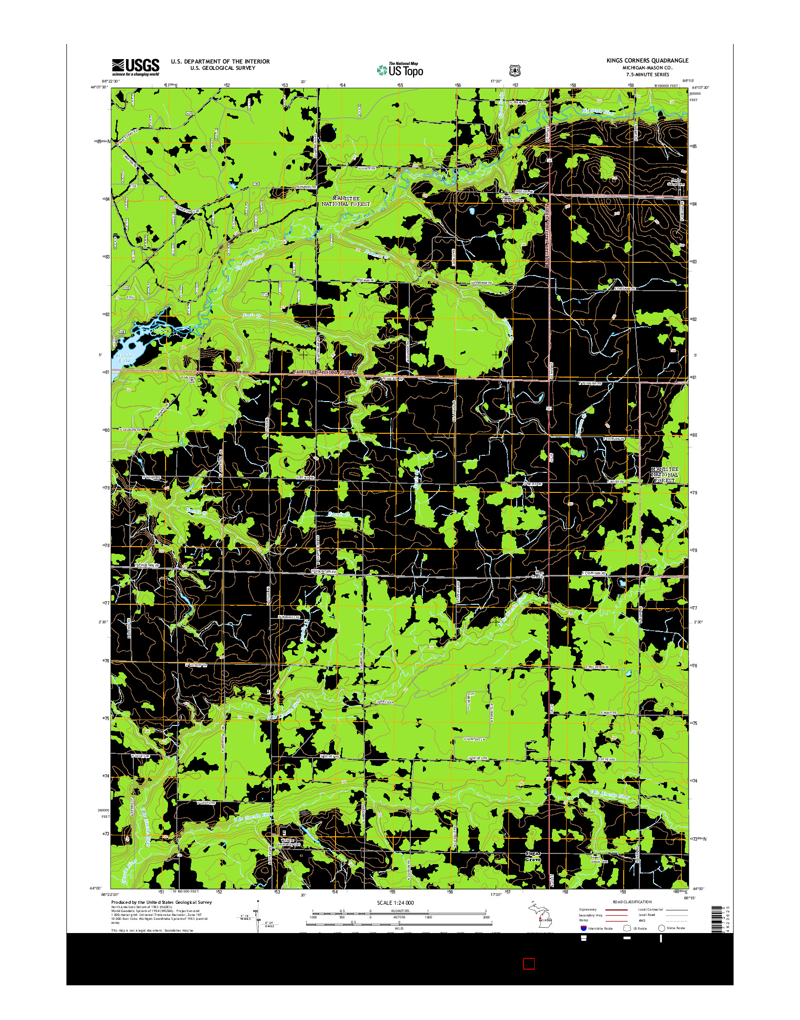 USGS US TOPO 7.5-MINUTE MAP FOR KINGS CORNERS, MI 2014