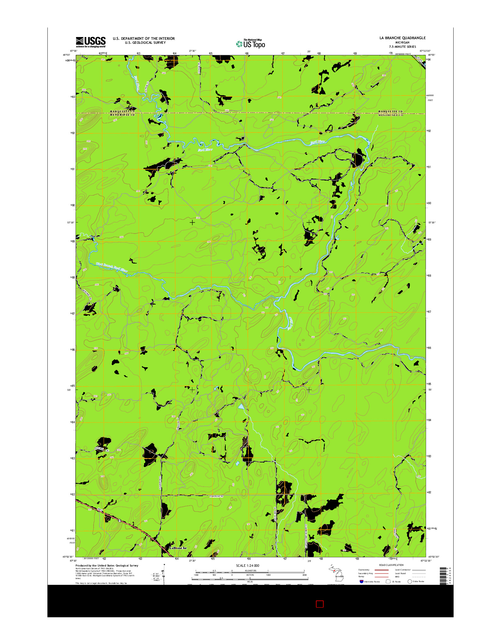 USGS US TOPO 7.5-MINUTE MAP FOR LA BRANCHE, MI 2014