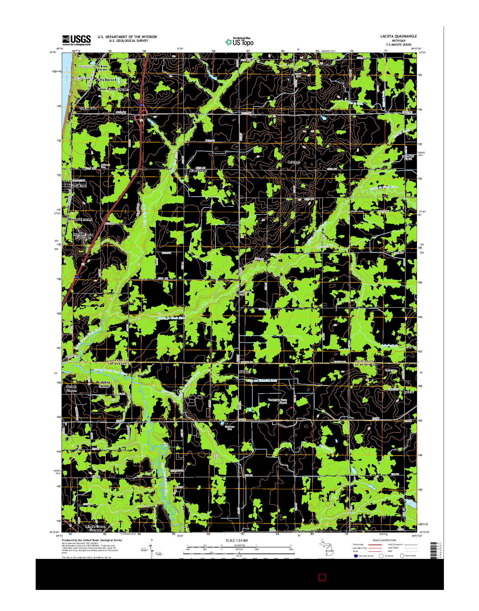 USGS US TOPO 7.5-MINUTE MAP FOR LACOTA, MI 2014
