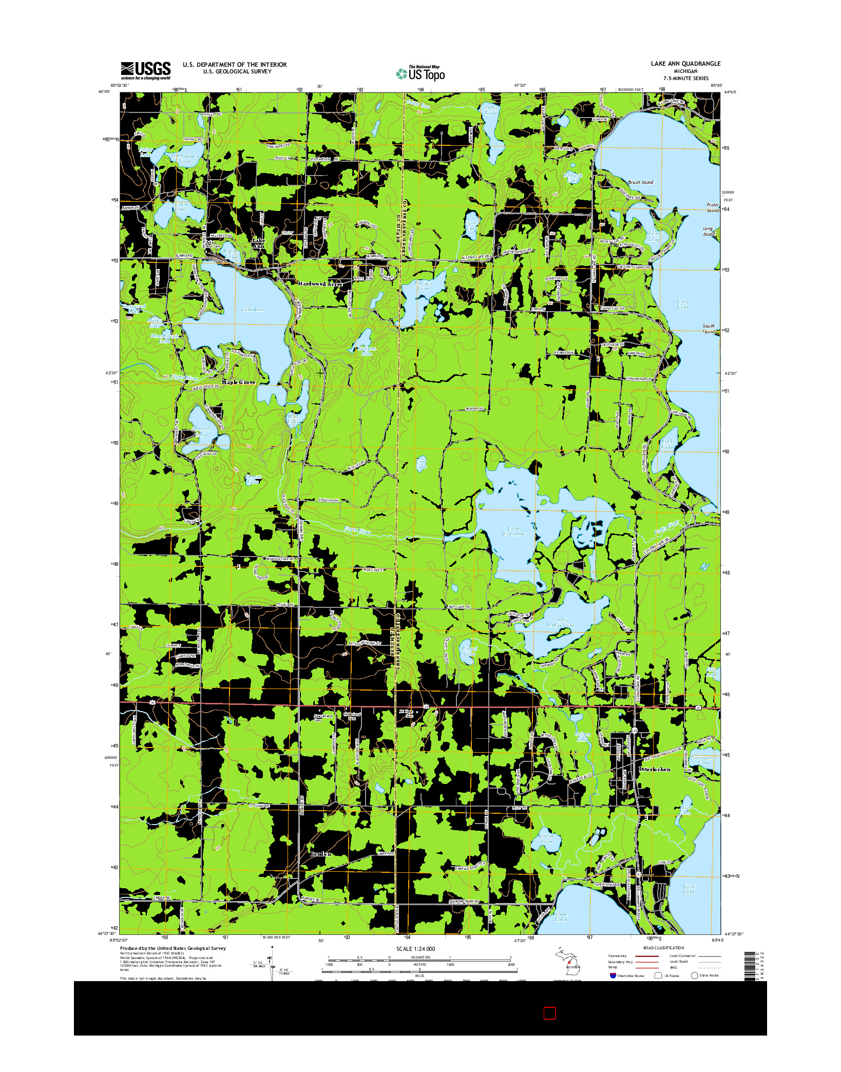 USGS US TOPO 7.5-MINUTE MAP FOR LAKE ANN, MI 2014