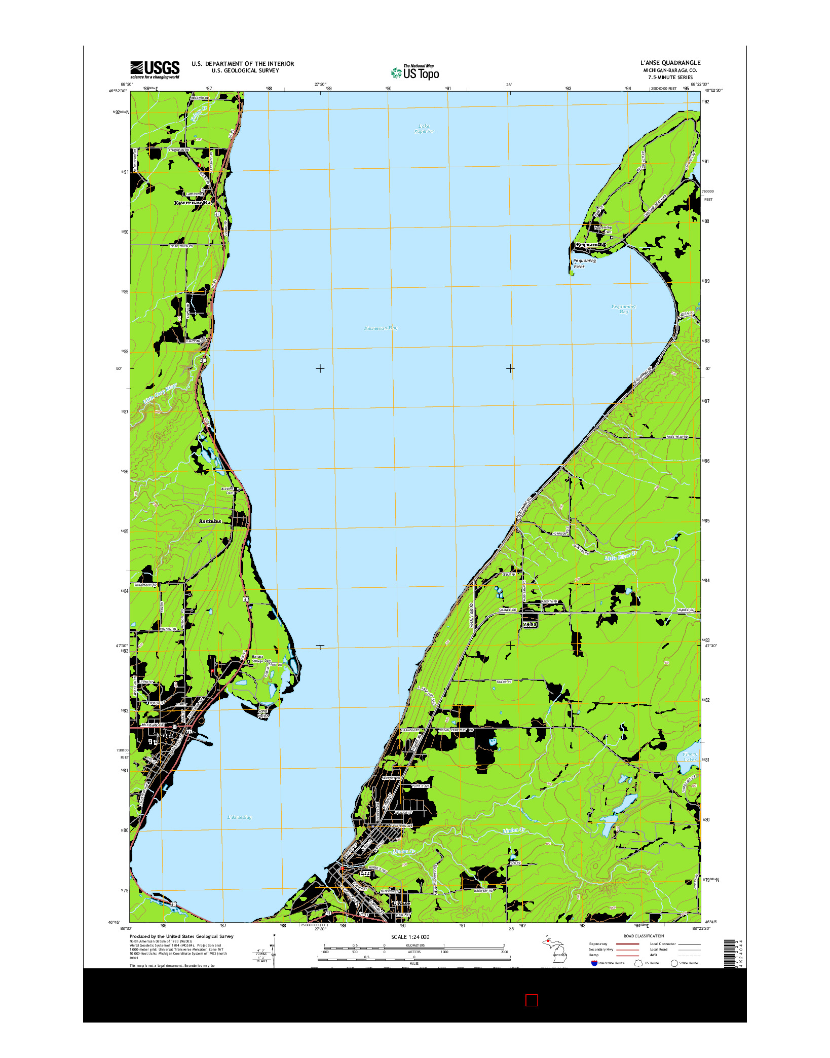 USGS US TOPO 7.5-MINUTE MAP FOR L'ANSE, MI 2014