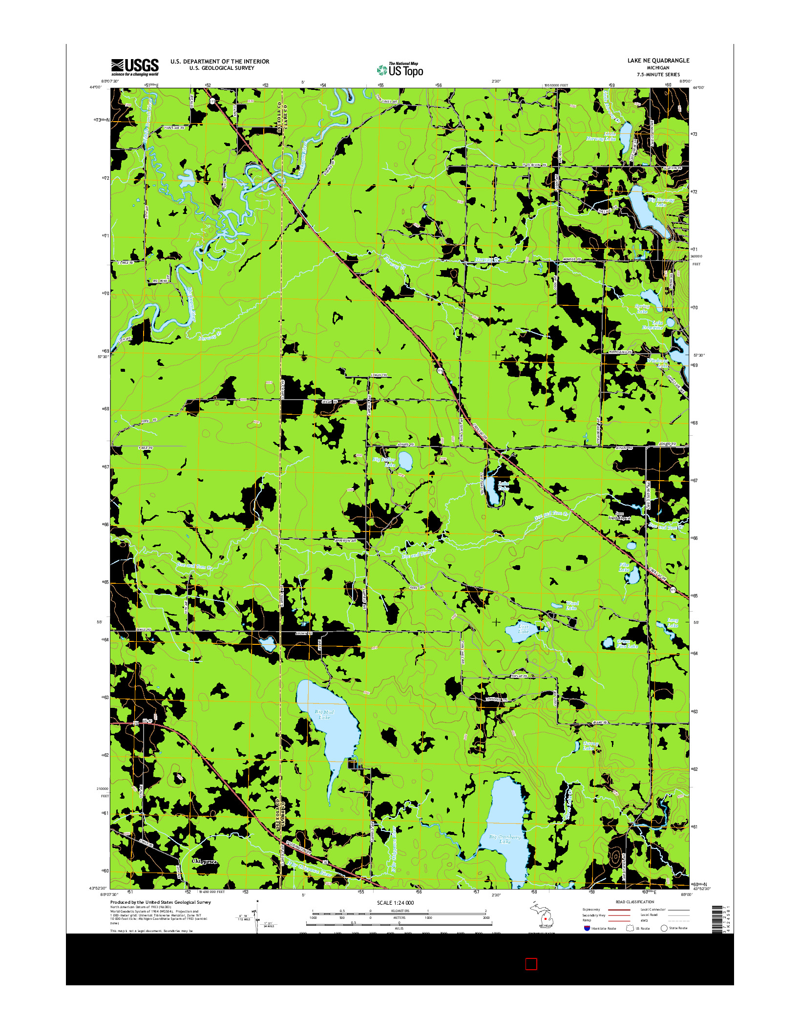 USGS US TOPO 7.5-MINUTE MAP FOR LAKE NE, MI 2014
