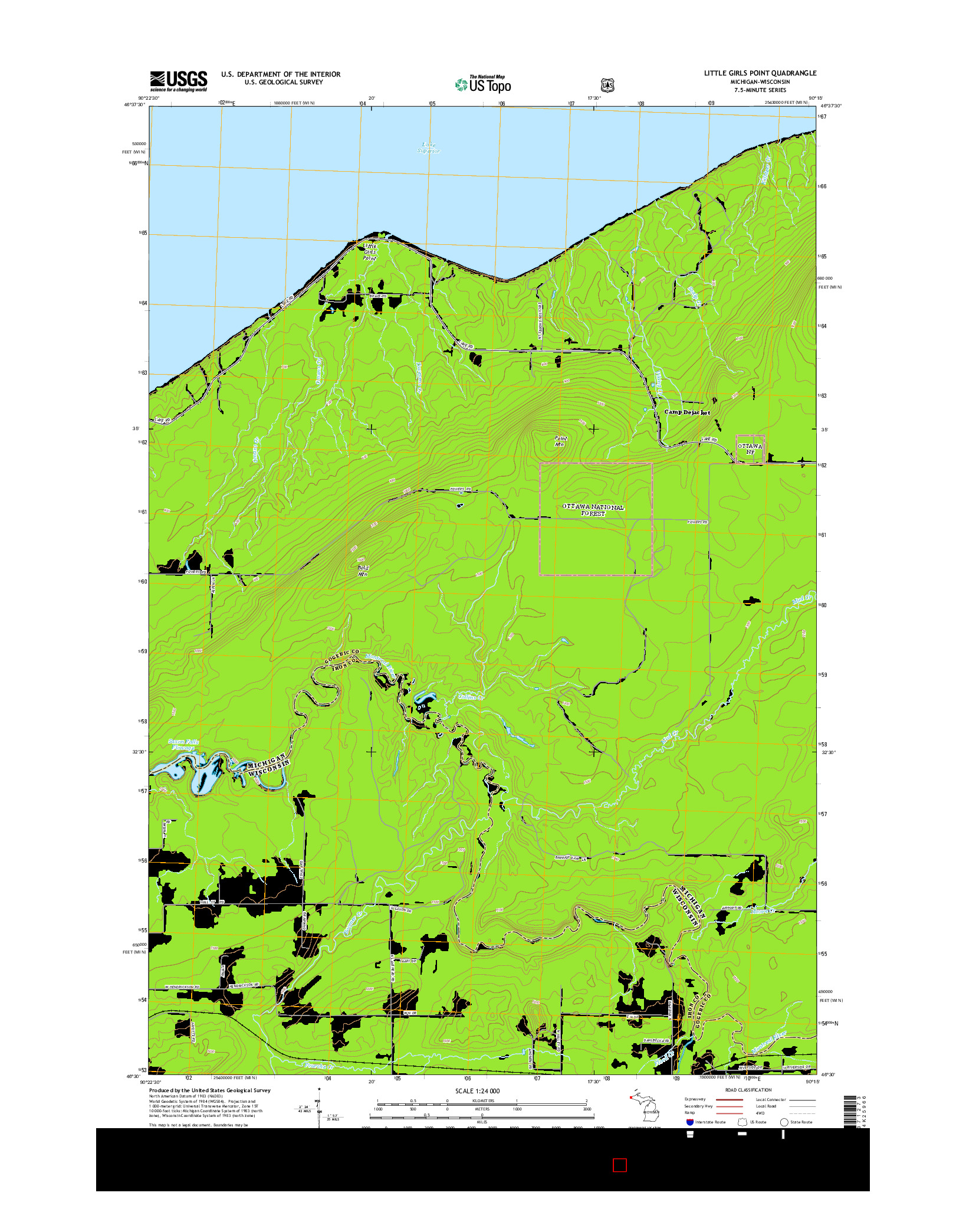 USGS US TOPO 7.5-MINUTE MAP FOR LITTLE GIRLS POINT, MI-WI 2014