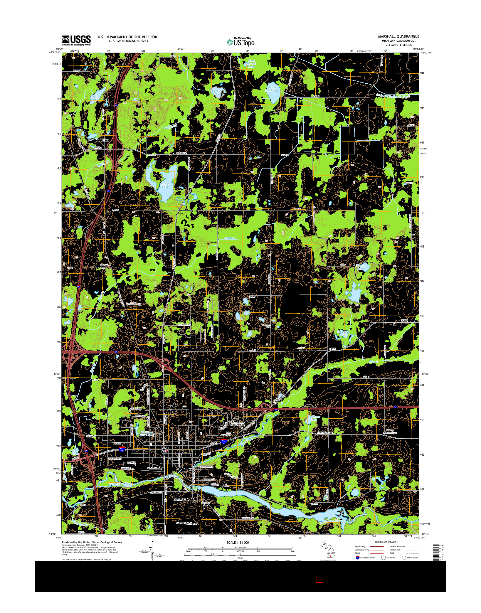 USGS US TOPO 7.5-MINUTE MAP FOR MARSHALL, MI 2014