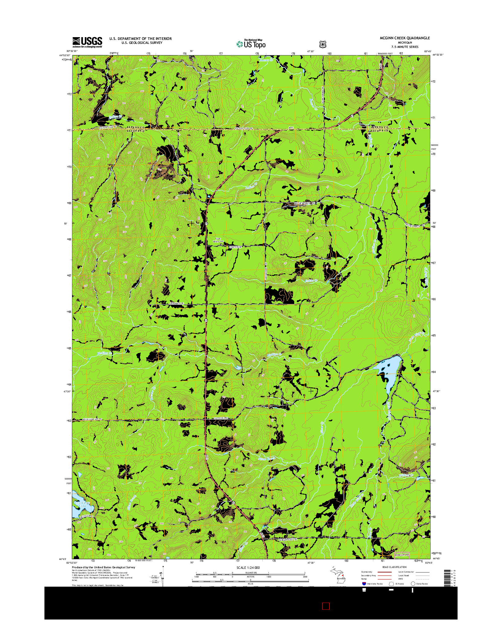 USGS US TOPO 7.5-MINUTE MAP FOR MCGINN CREEK, MI 2014