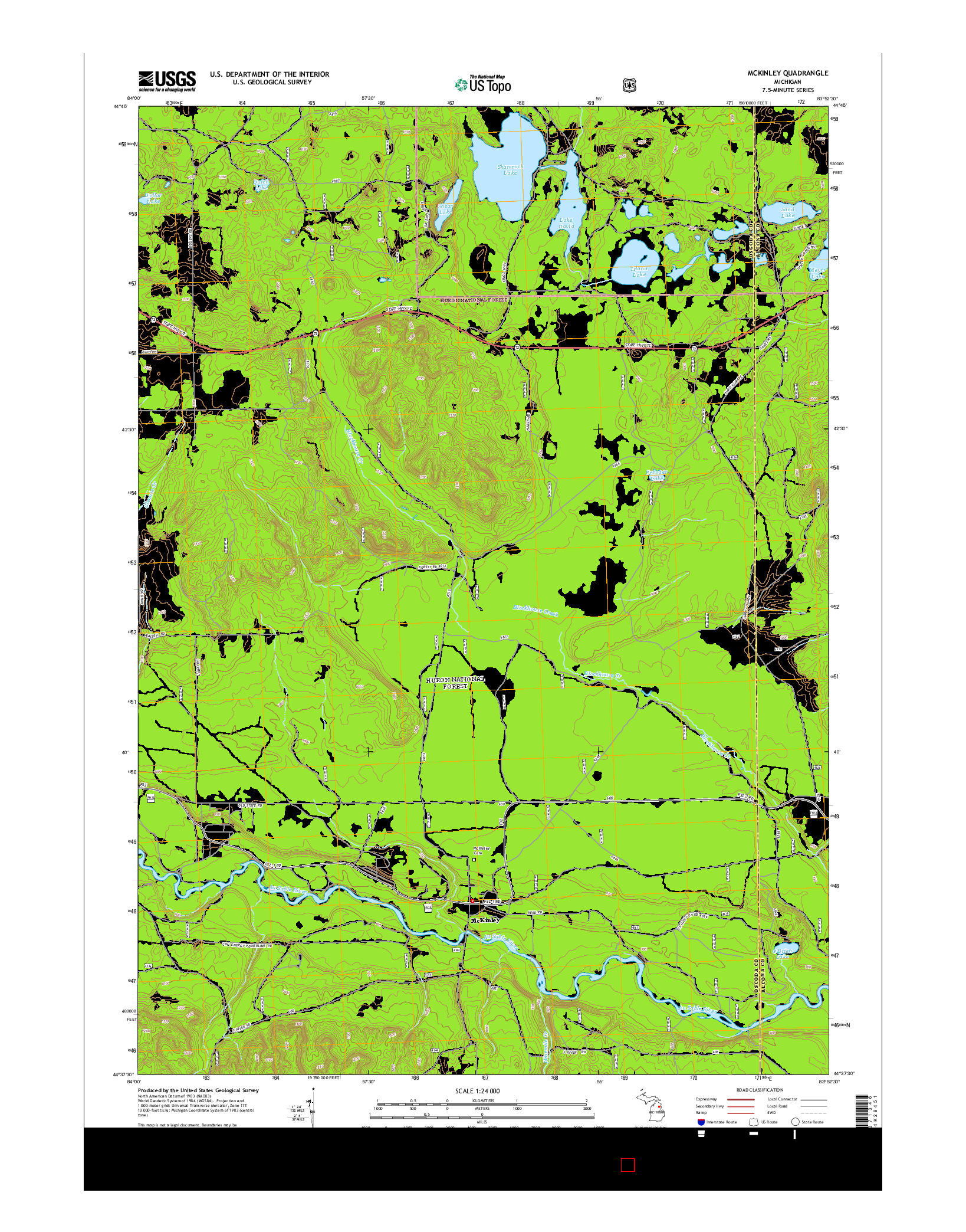 USGS US TOPO 7.5-MINUTE MAP FOR MCKINLEY, MI 2014