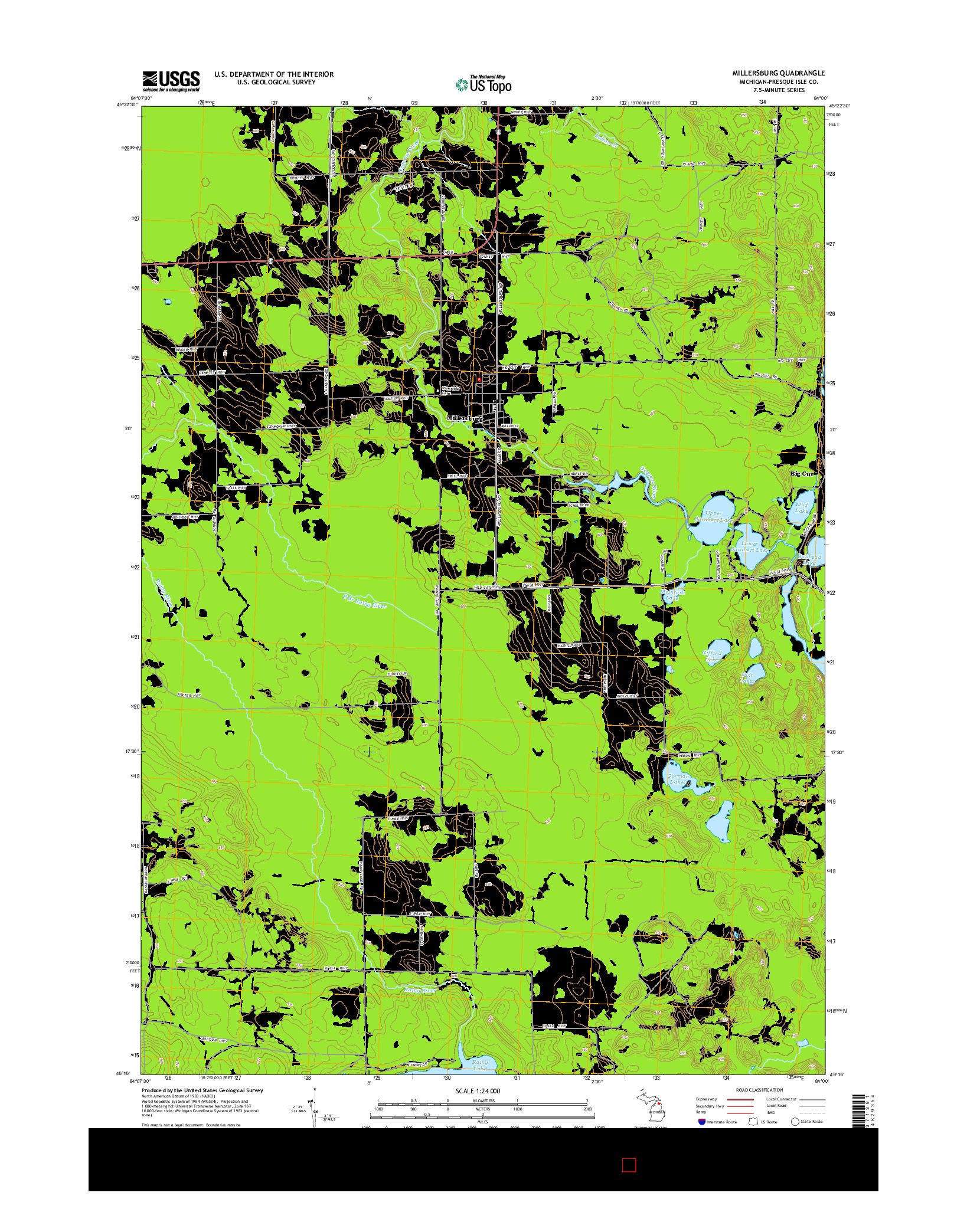 USGS US TOPO 7.5-MINUTE MAP FOR MILLERSBURG, MI 2014