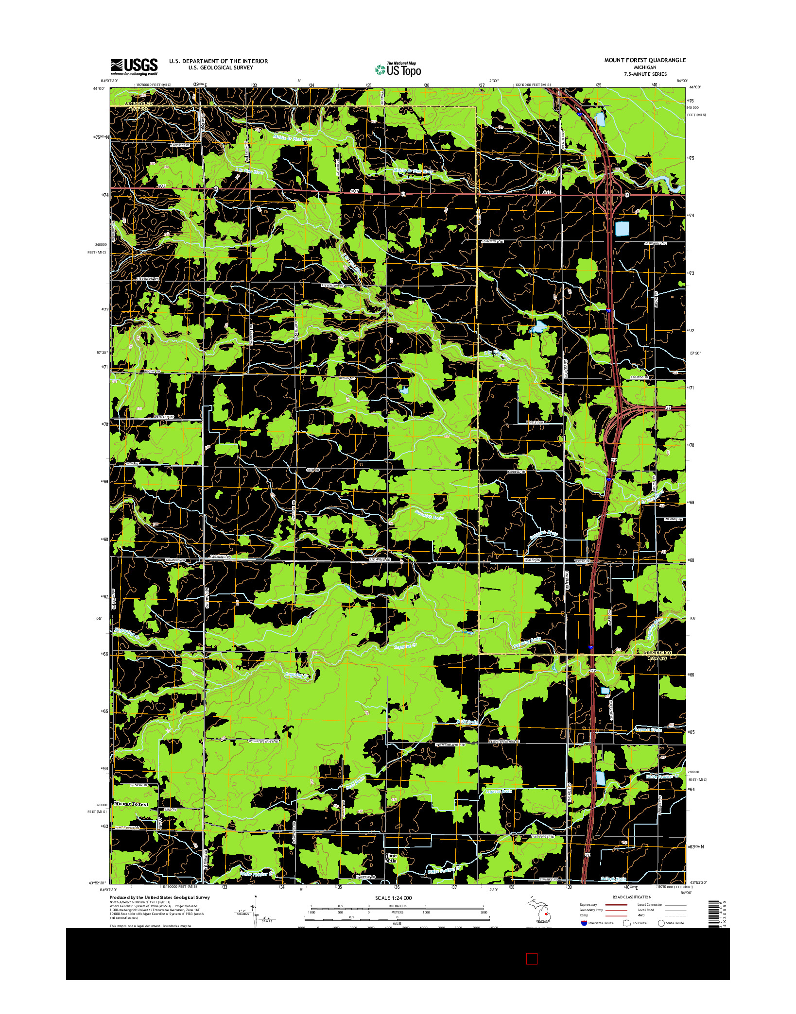 USGS US TOPO 7.5-MINUTE MAP FOR MOUNT FOREST, MI 2014