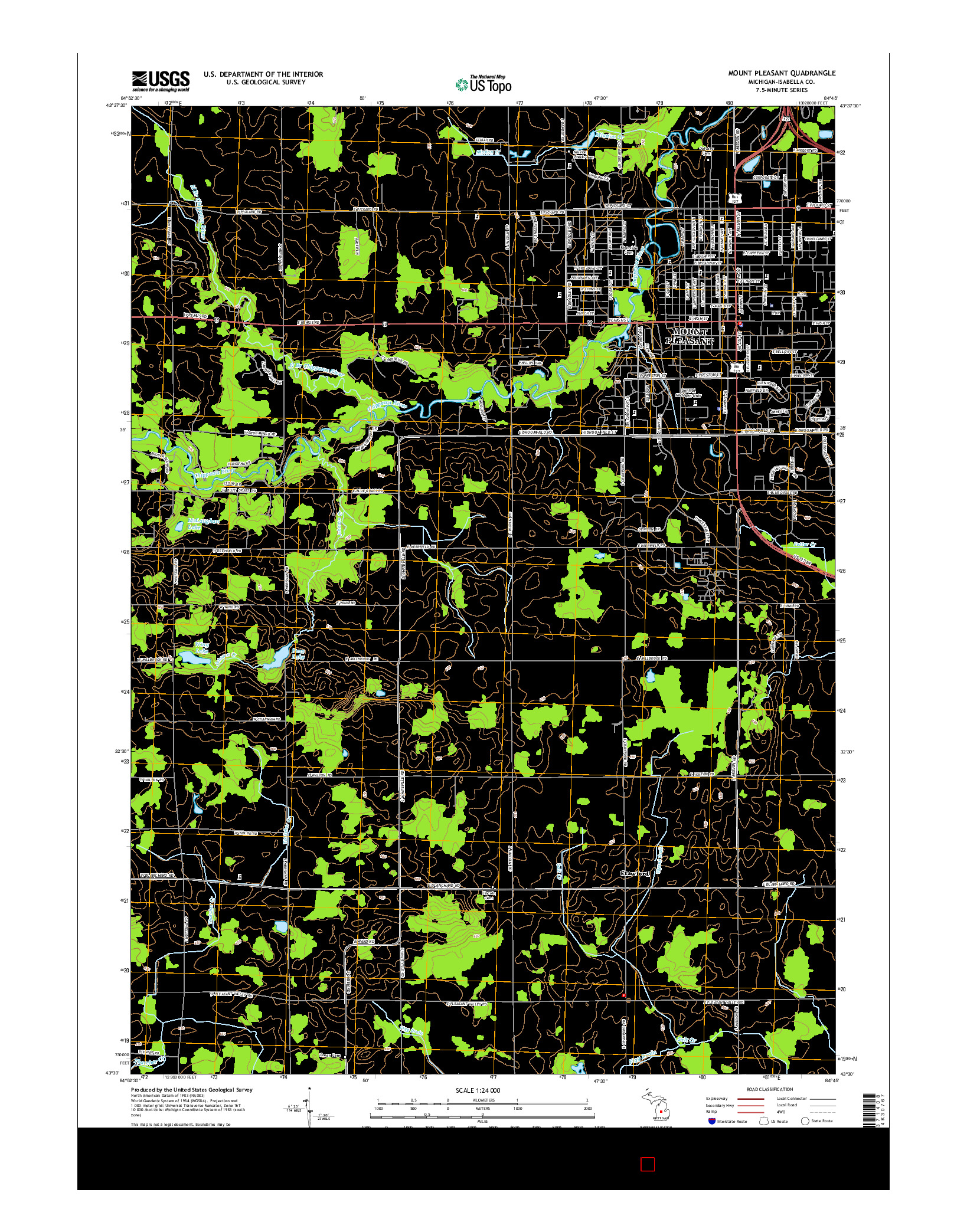 USGS US TOPO 7.5-MINUTE MAP FOR MOUNT PLEASANT, MI 2014