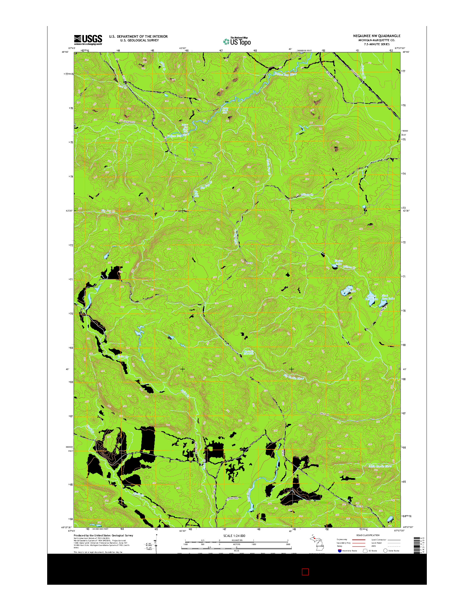 USGS US TOPO 7.5-MINUTE MAP FOR NEGAUNEE NW, MI 2014