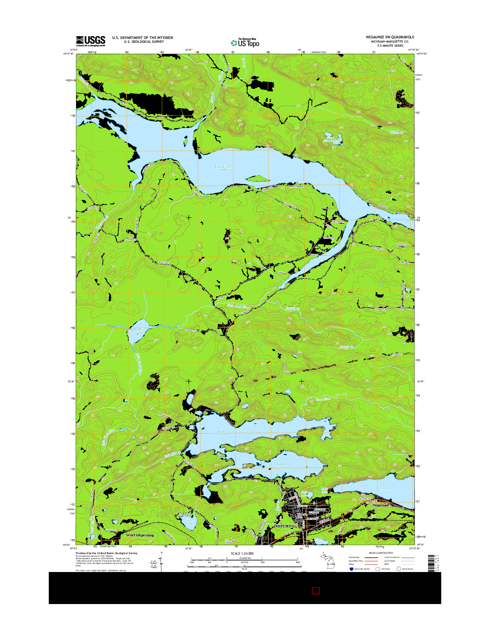 USGS US TOPO 7.5-MINUTE MAP FOR NEGAUNEE SW, MI 2014