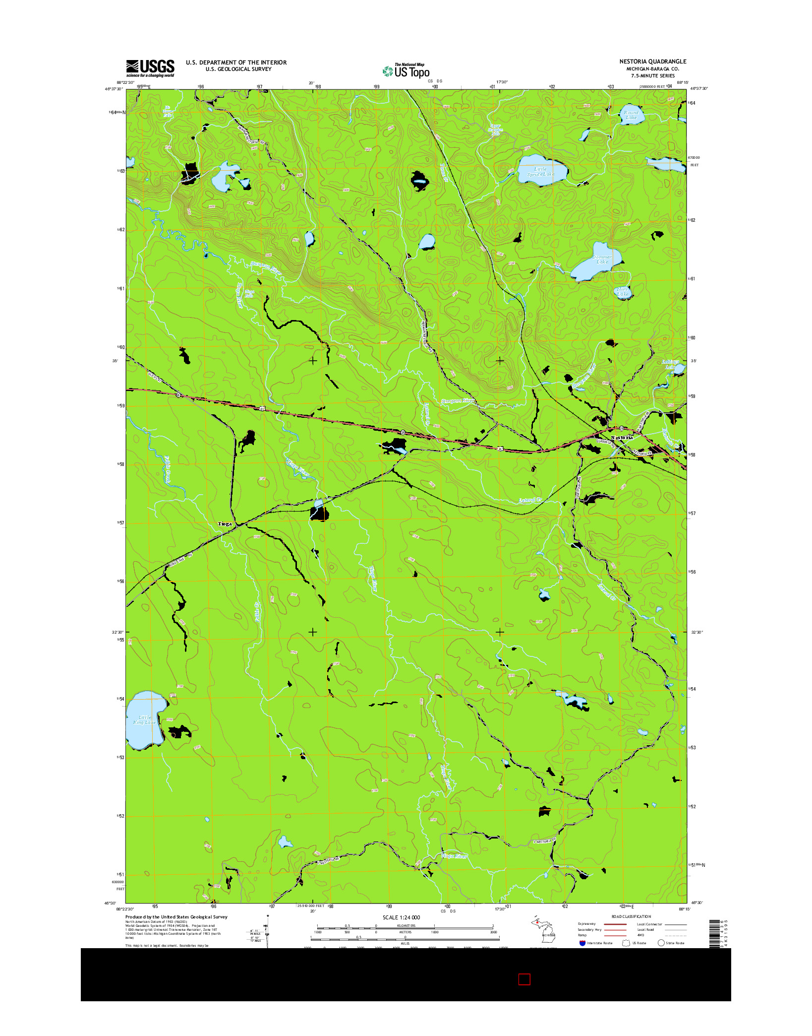 USGS US TOPO 7.5-MINUTE MAP FOR NESTORIA, MI 2014